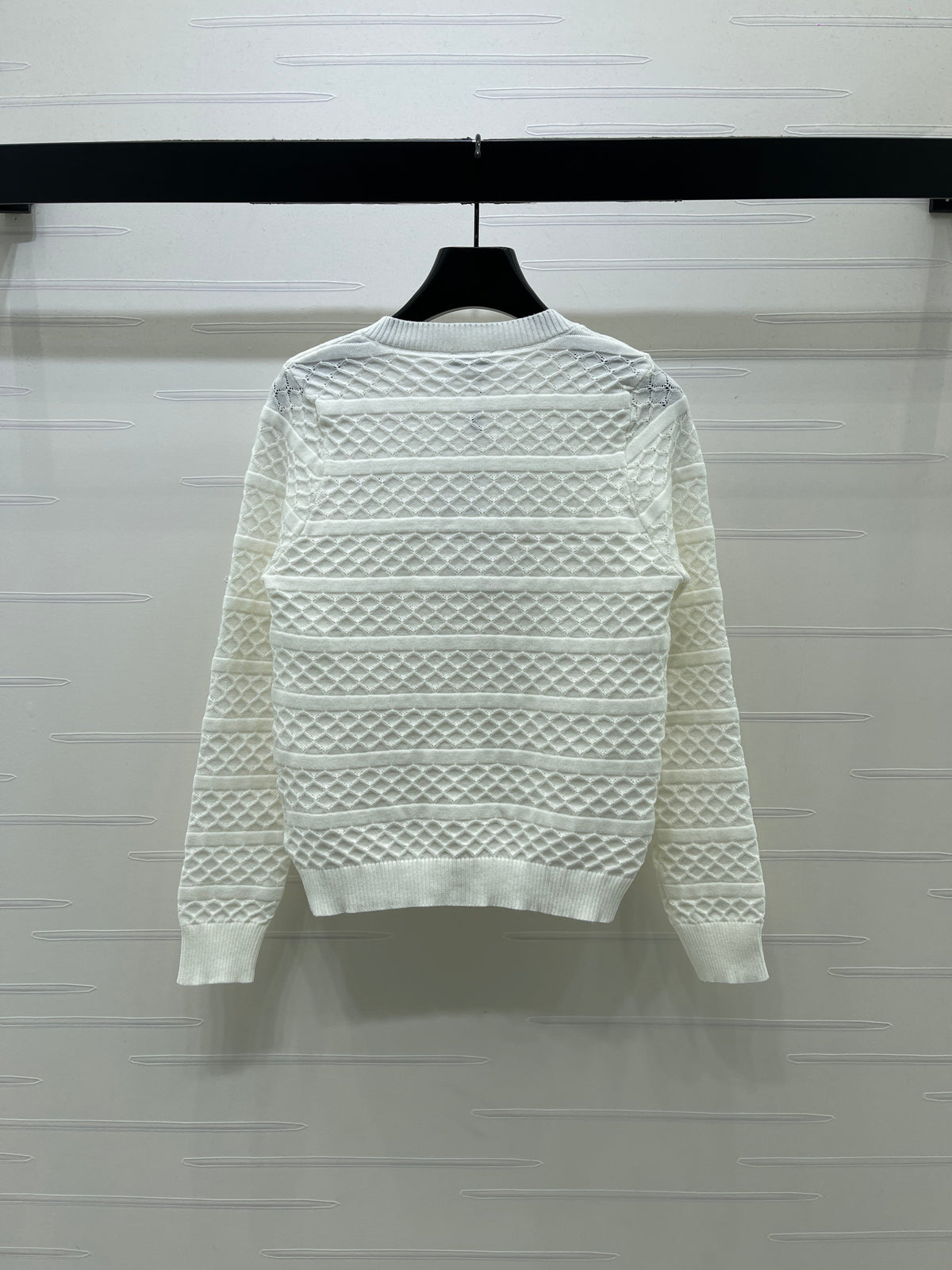 Chanel 2026 Ribbon Cardigan Black And White Wool 427250
