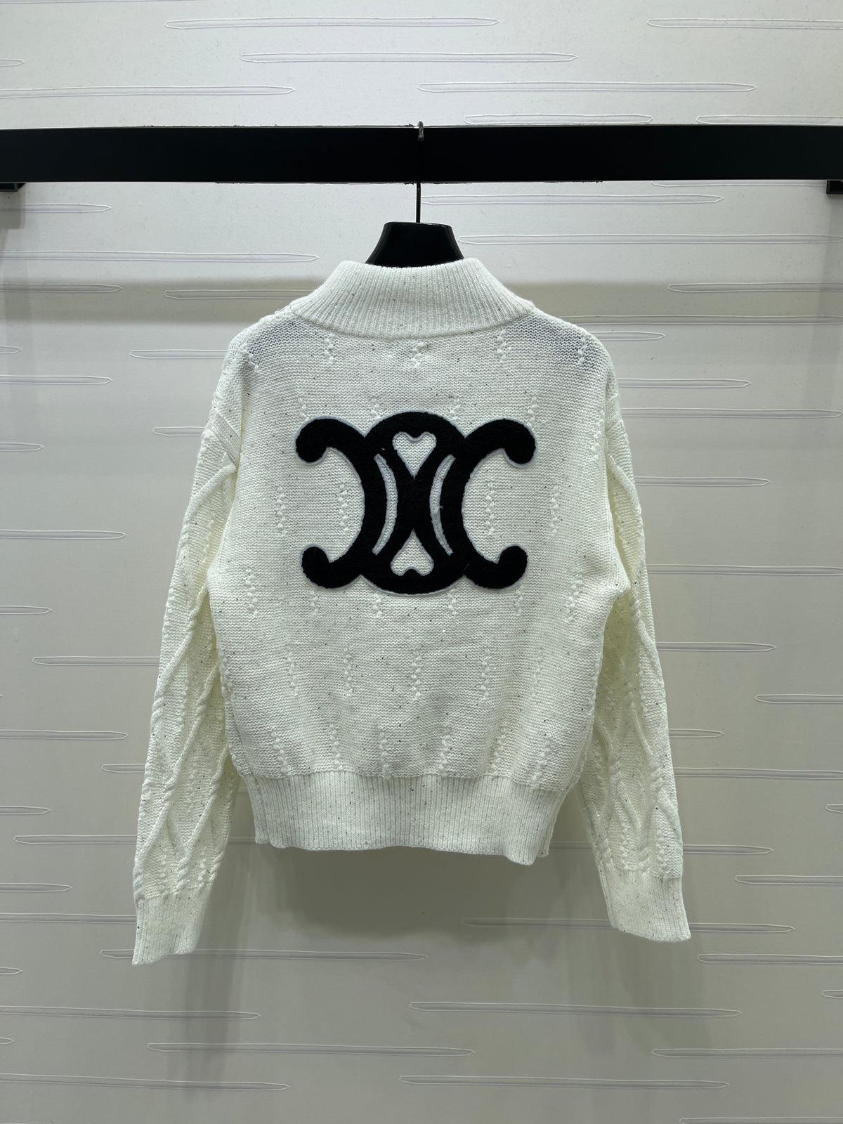 Celine 2026 Cable-Knit Zip-Up Cardigan Wool 430317