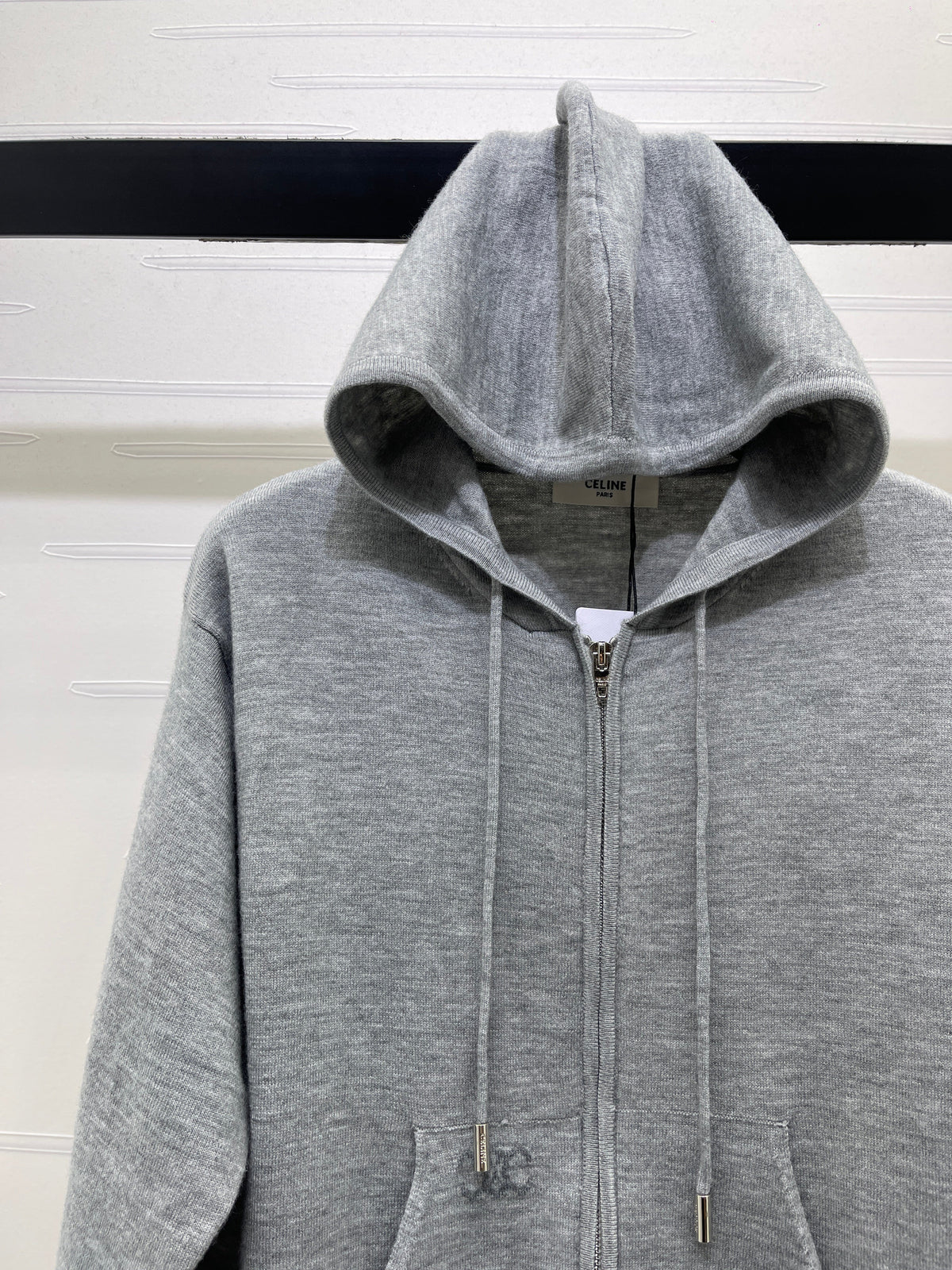 Celine 2026 Zip-Up Hoodie Grey Wool 430311