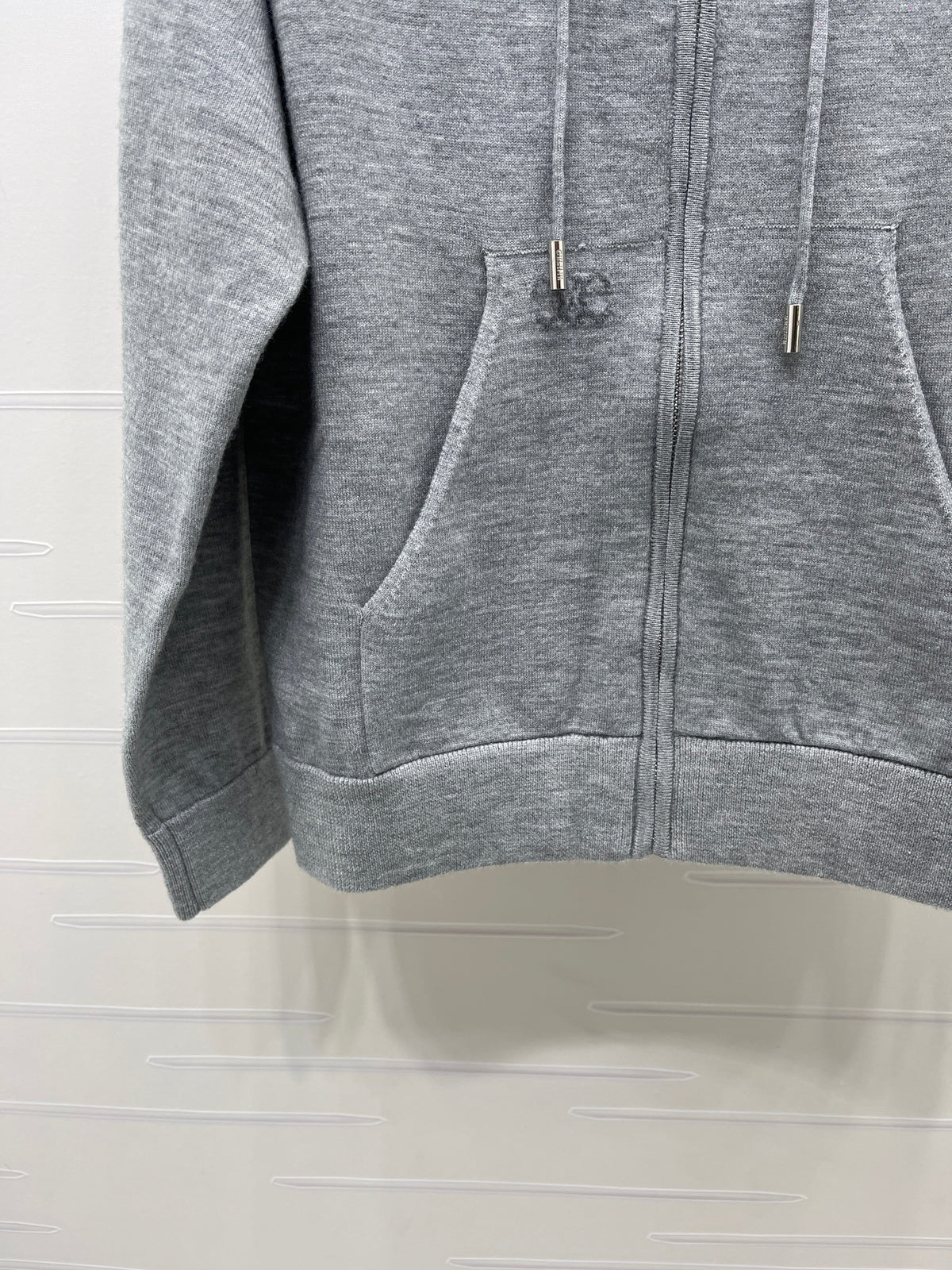 Celine 2026 Zip-Up Hoodie Grey Wool 430311