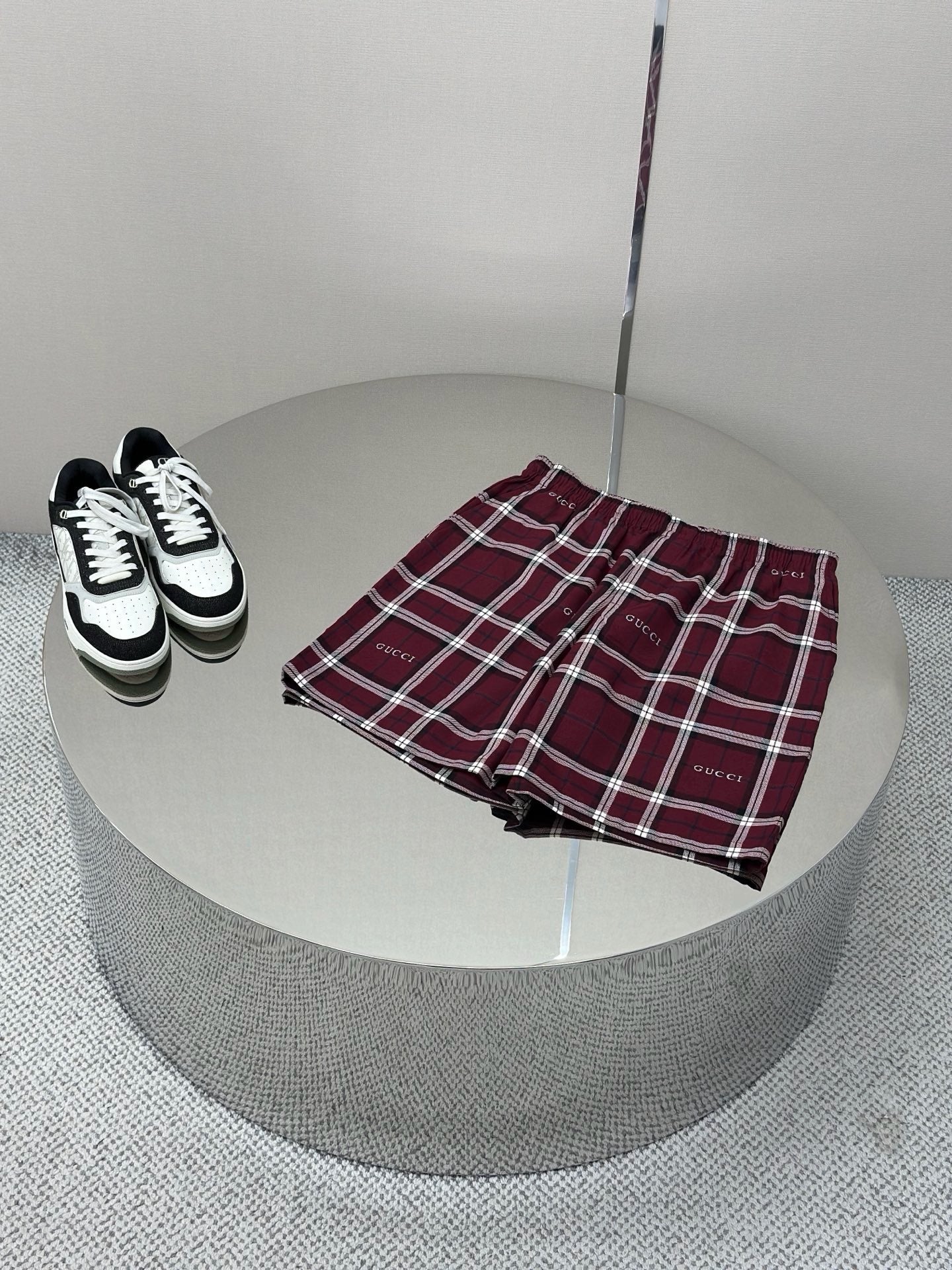GC 2026 Men's Striped Shorts Burgundy Cotton 699257