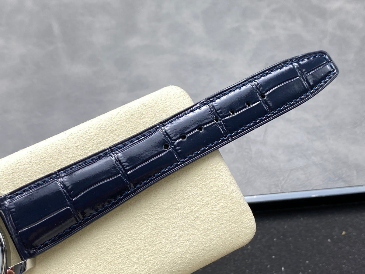IWC Portuguese 42.4mm Cream Dial Steel Case Navy Blue Leather Strap