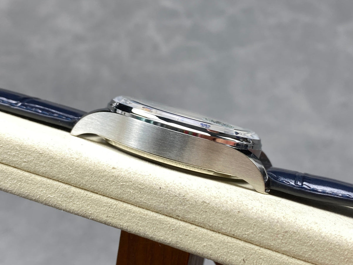 IWC Portuguese 42.4mm Cream Dial Steel Case Navy Blue Leather Strap