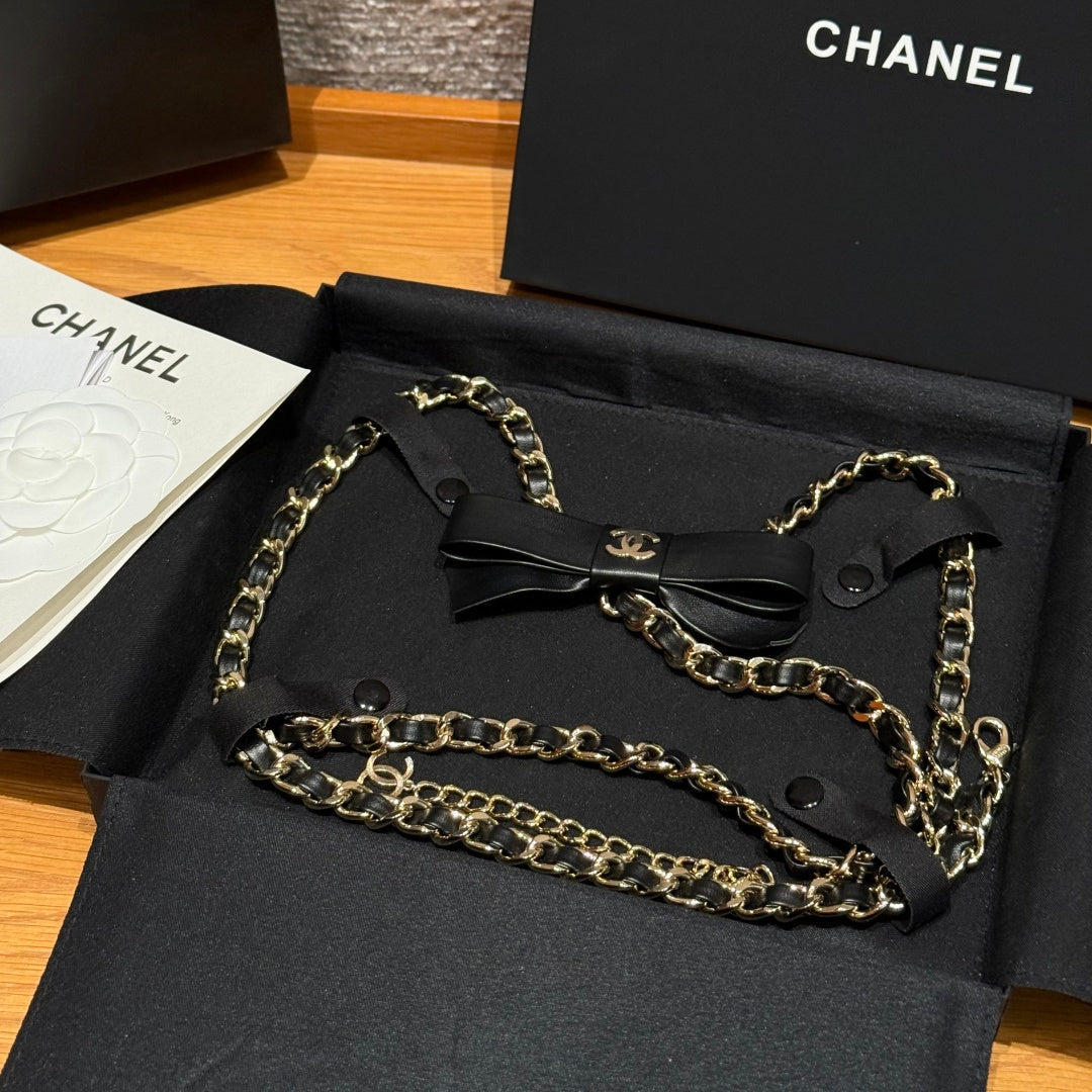 Chanel 2026 Bow-Knot Leather-Trimmed Chain Belt 216093