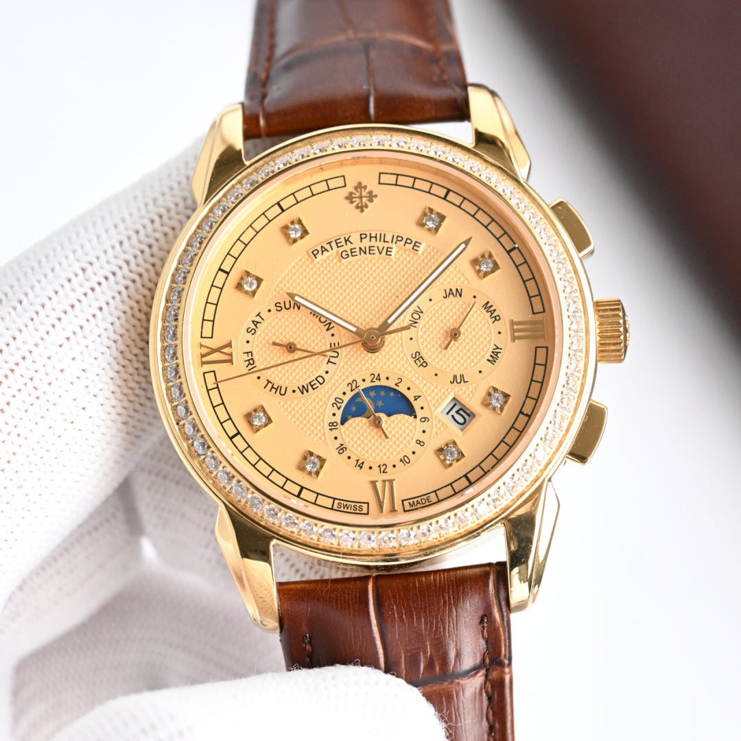 Patek Philippe Annual Calendar 42mm Gold Case Brown Leather Strap
