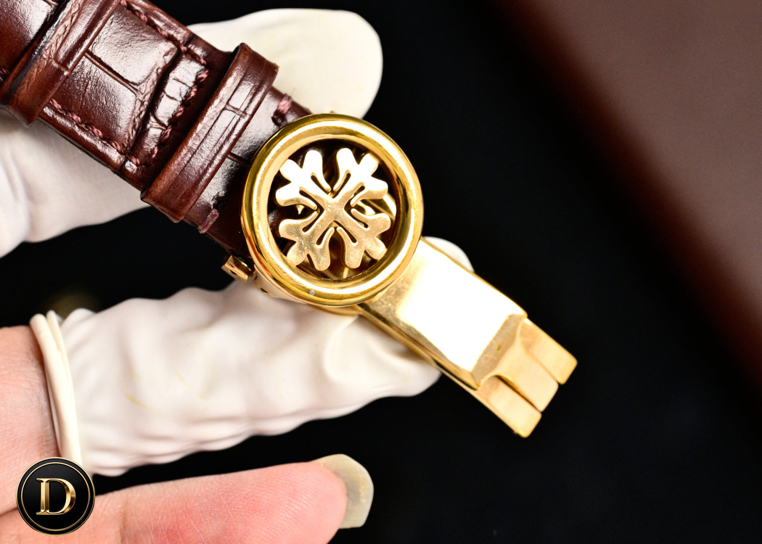 Patek Philippe Annual Calendar 42mm Diamond Benzel Rose Gold Case Brown Leather Strap