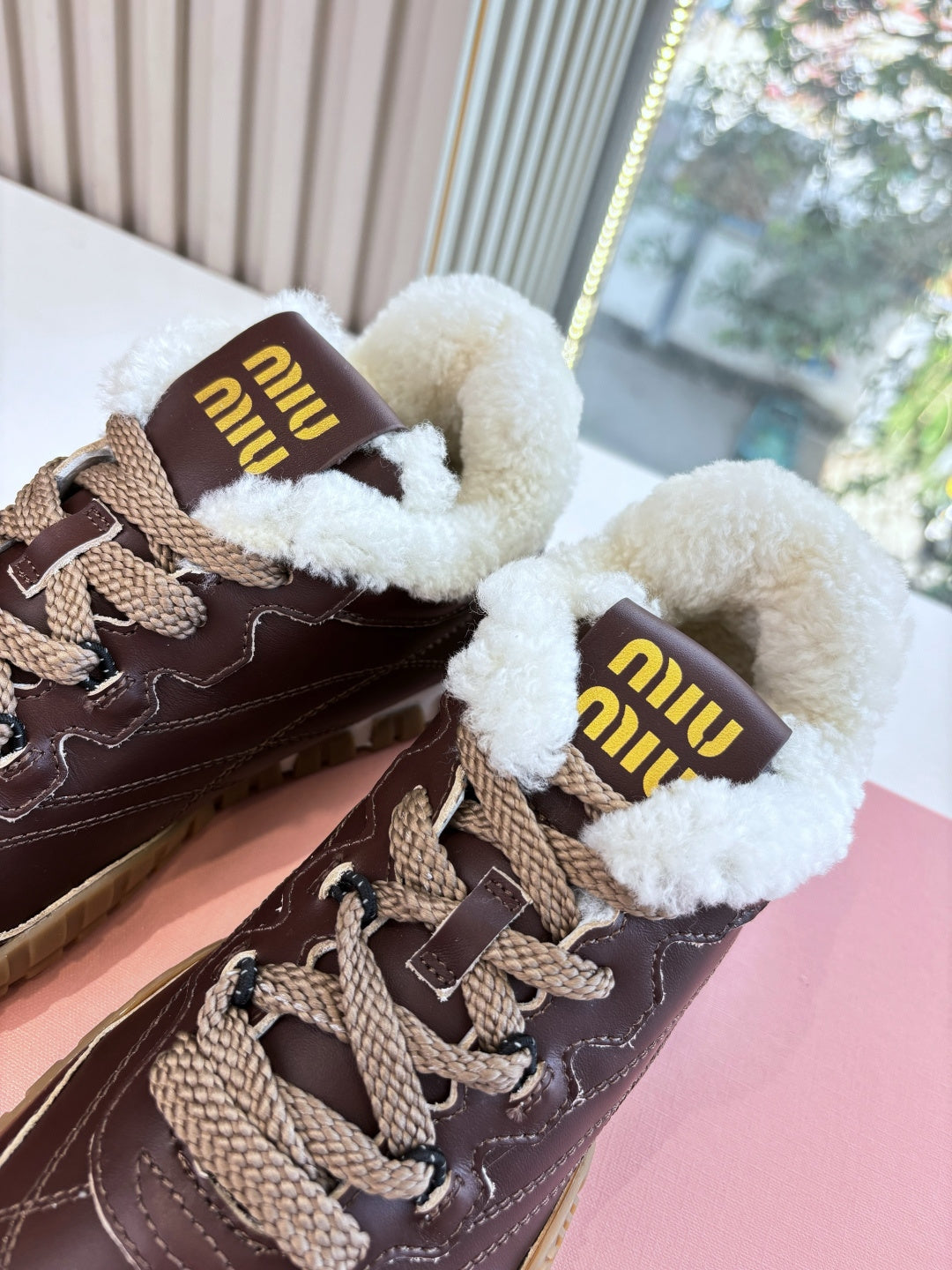 Miu Miu 2026 Tyre Shearling Sneakers Suede Leather 994143