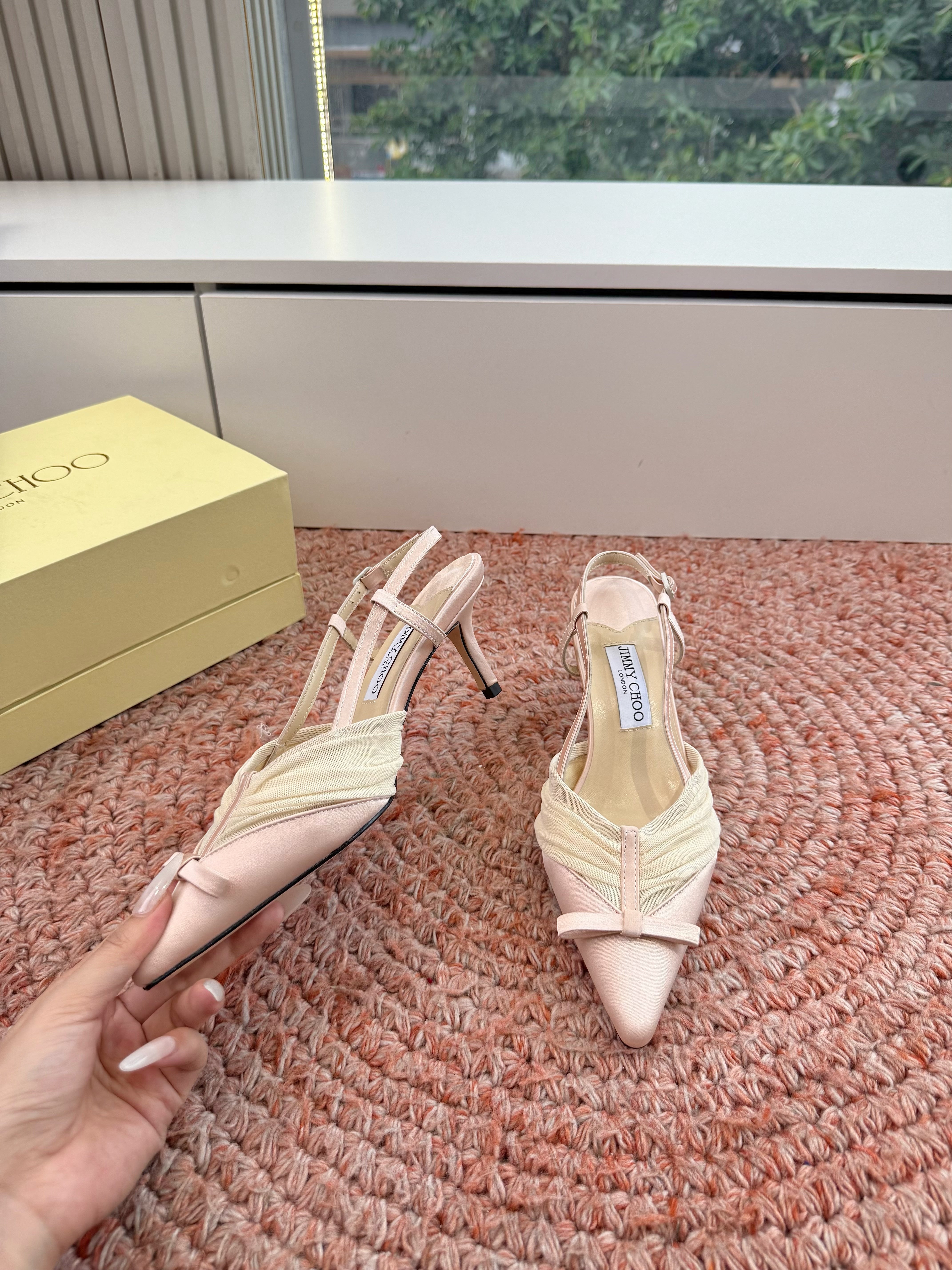 Jimmy Choo 2026 Afia Slingback 60mm Satin Mesh 916775