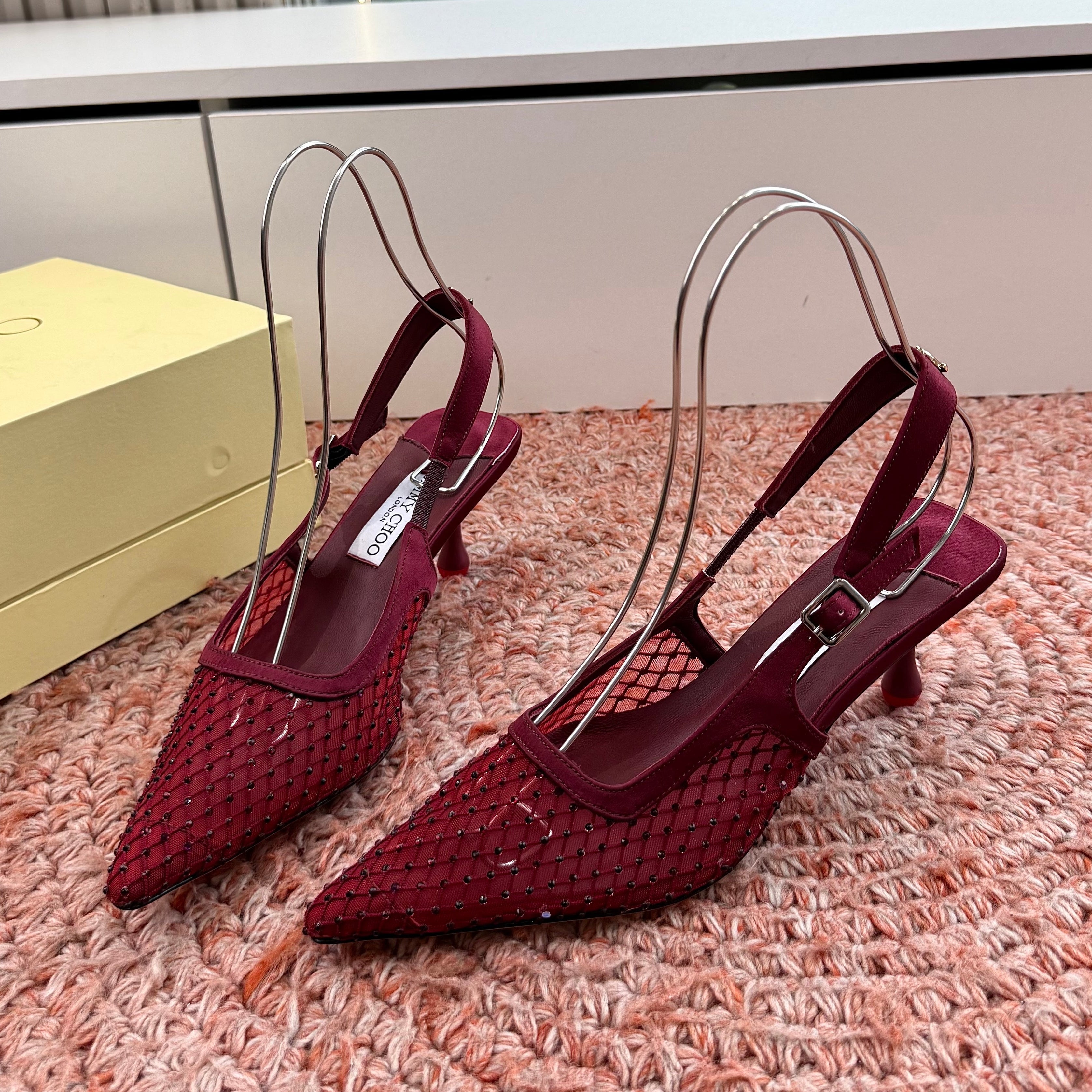 Jimmy Choo 2026 Amel Crystal-Embellished Slingback 50mm Silk 916780