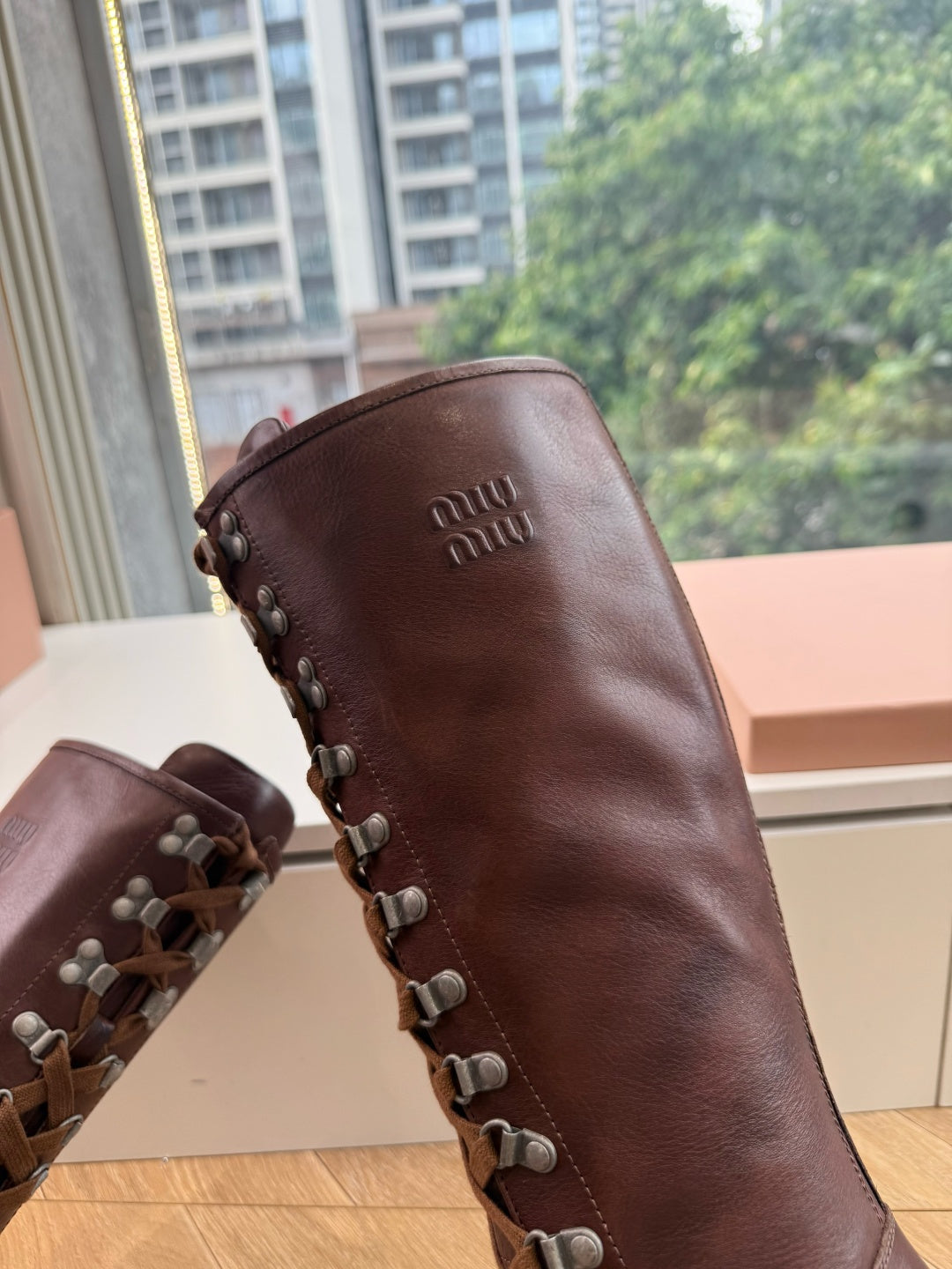Miu Miu 2026 Hiking Knee-High Boots Cowhide 994174