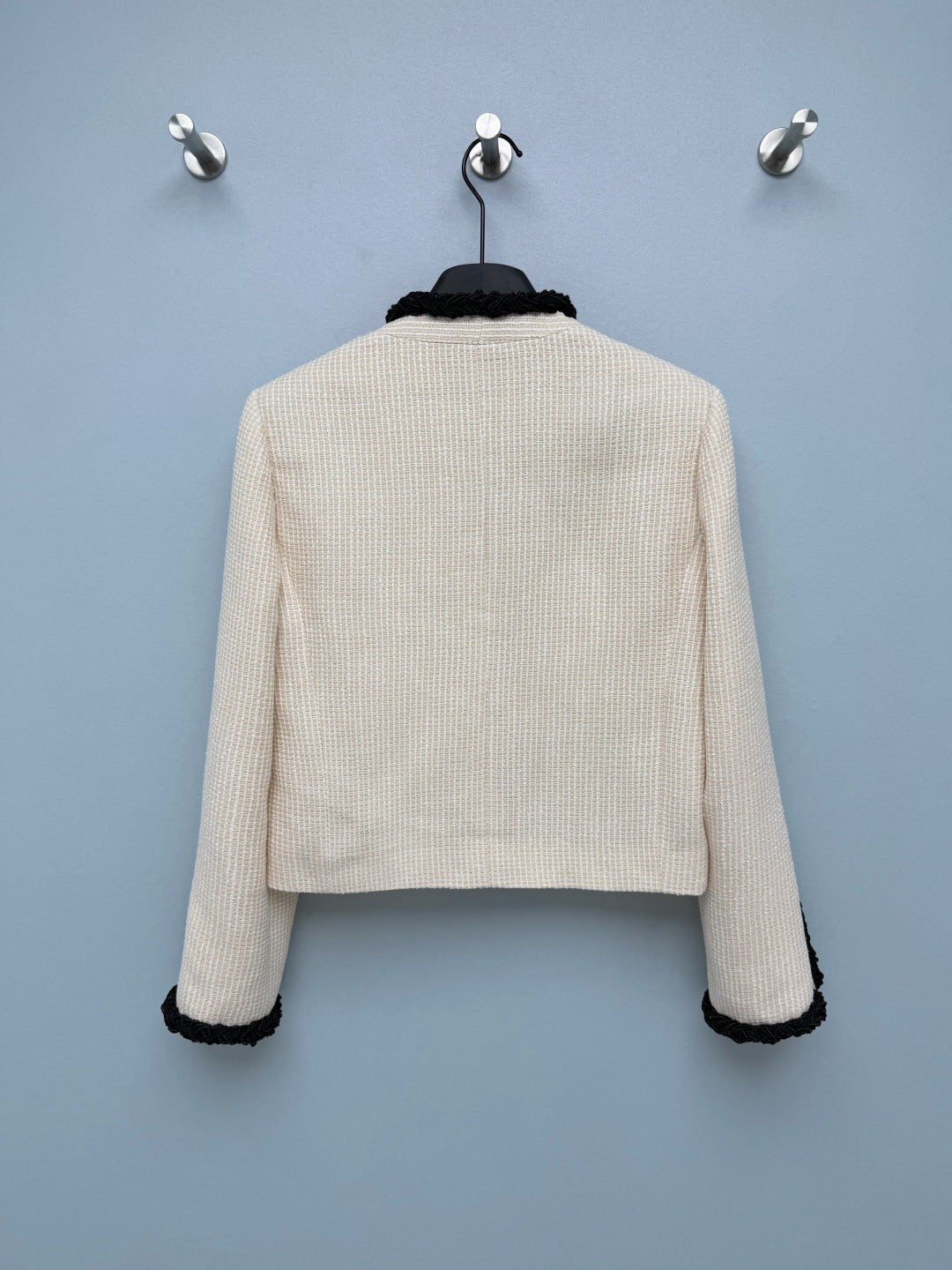 Chanel 2026 Jacket Cream Black Tweed Fabric 425022