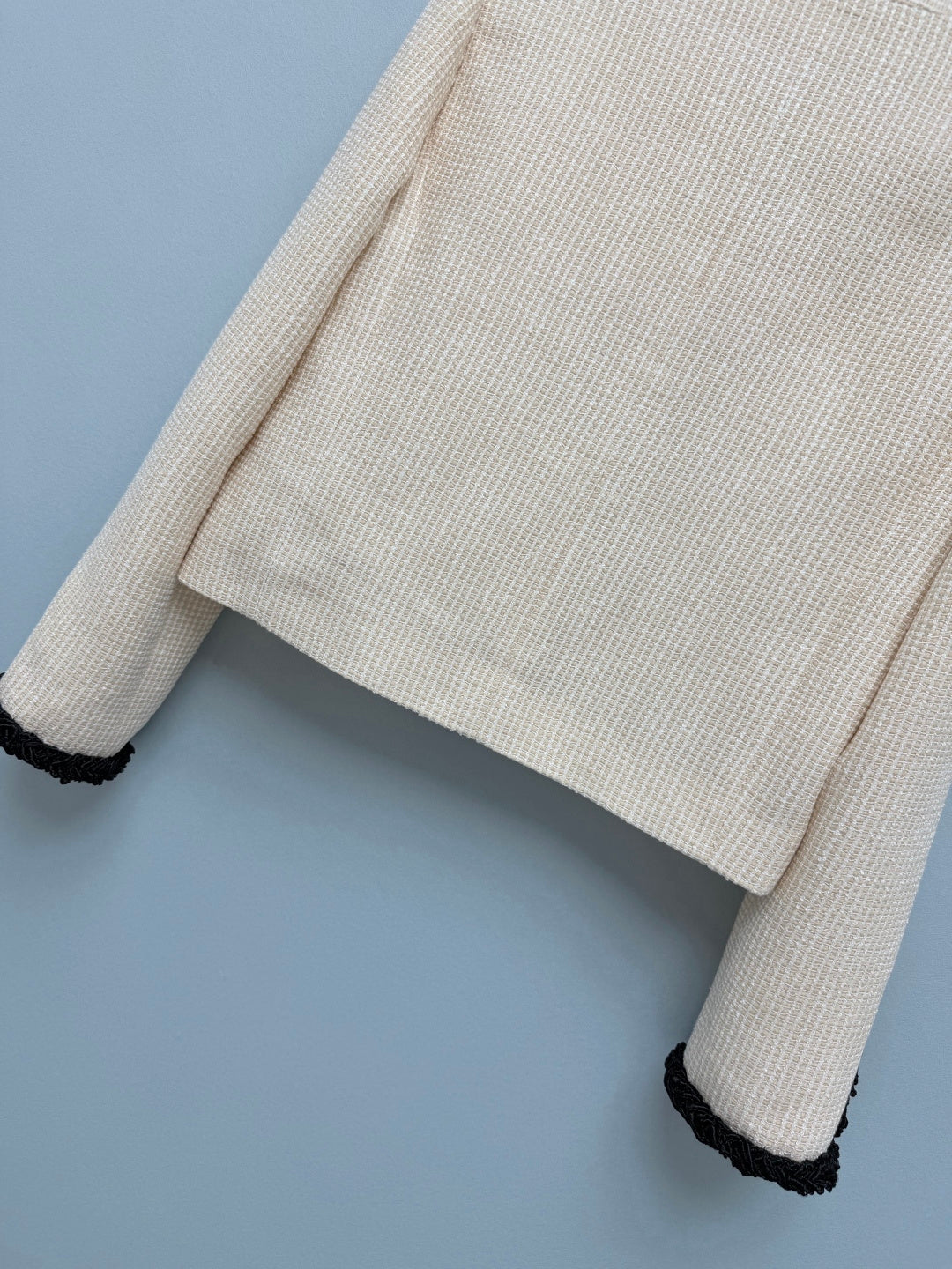 Chanel 2026 Jacket Cream Black Tweed Fabric 425022