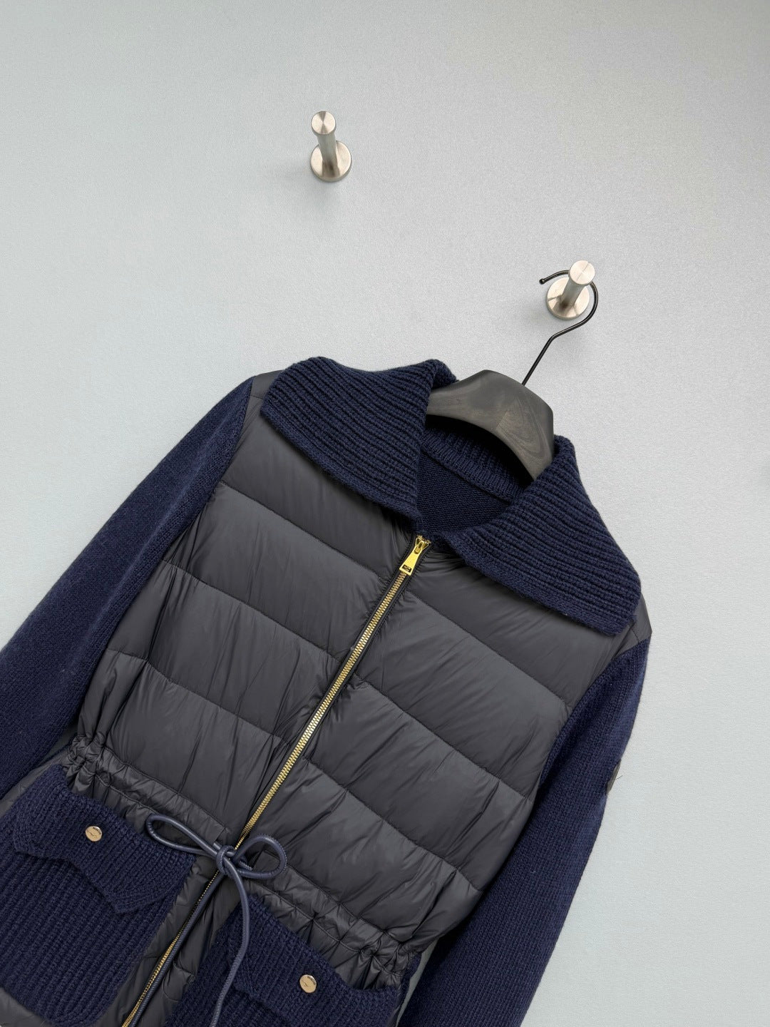 Moncler 2026 Blend Padded Zip-Up Cardigan Dark Blue Wool & Cashmere