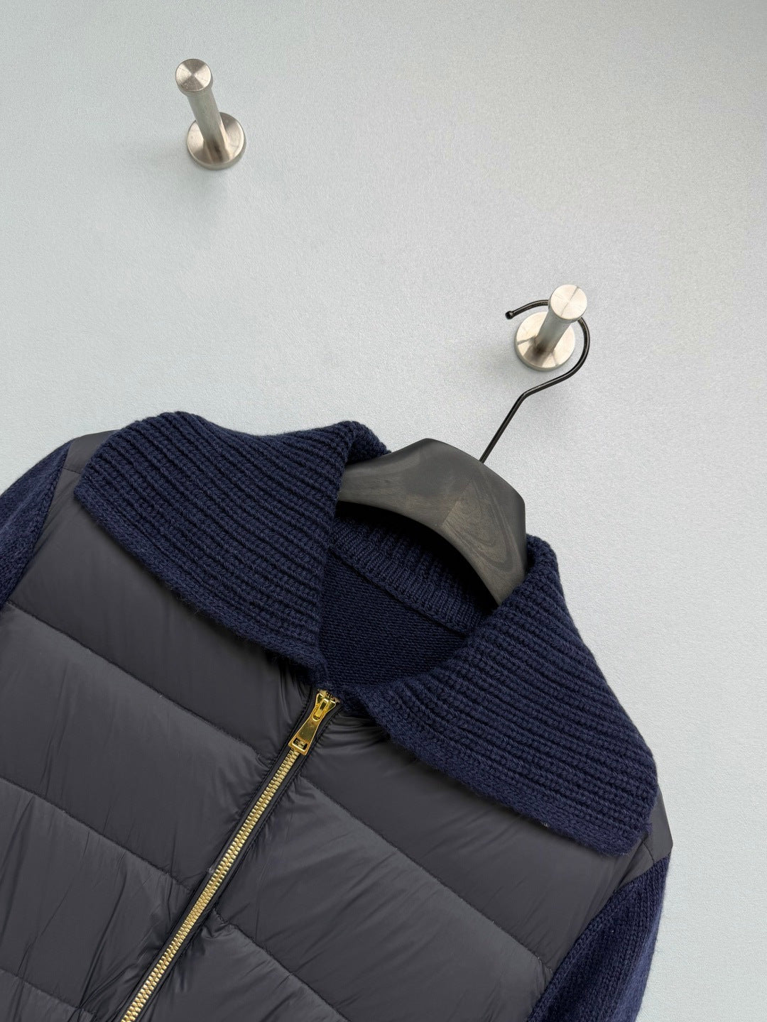 Moncler 2026 Blend Padded Zip-Up Cardigan Dark Blue Wool & Cashmere