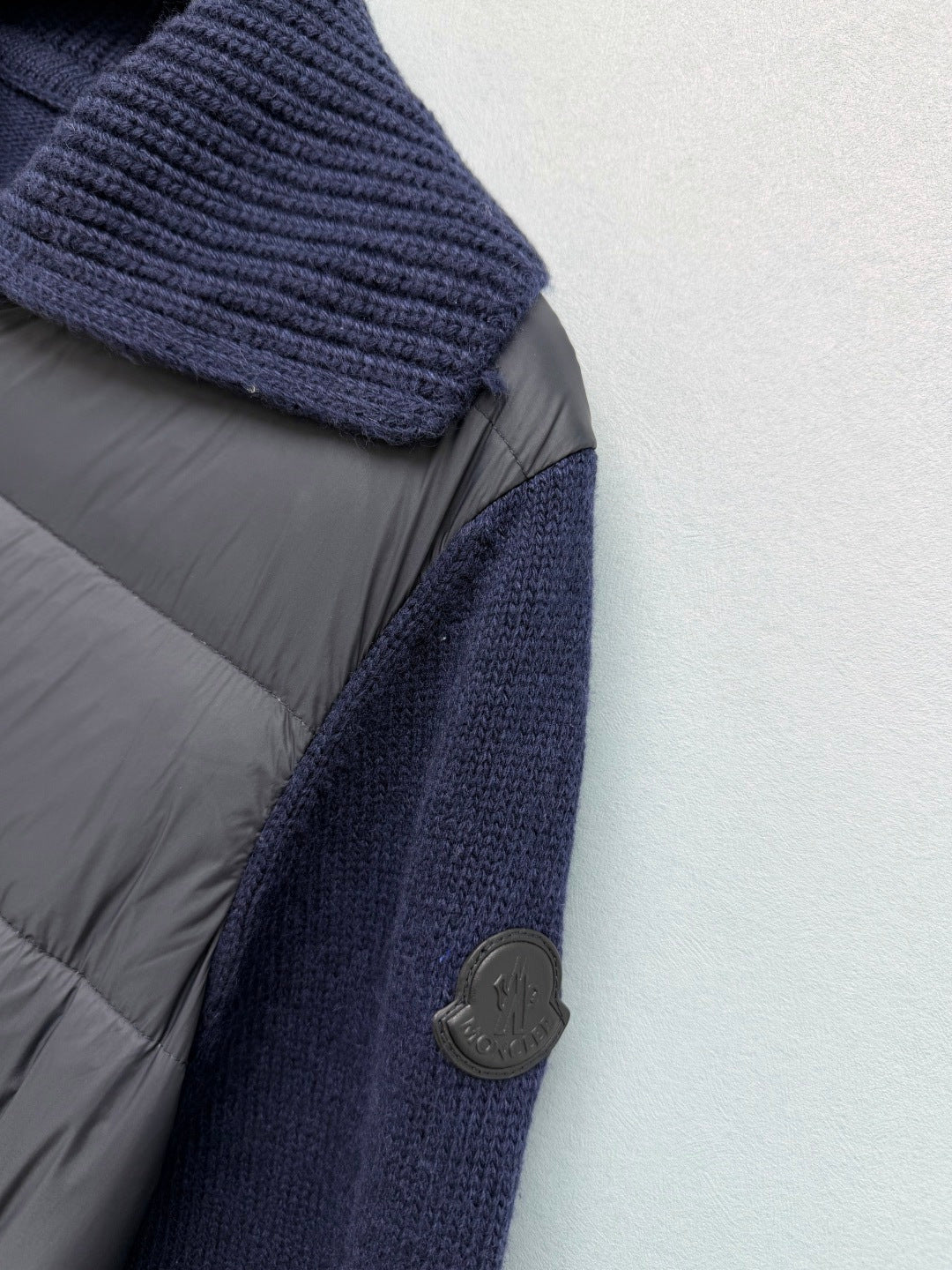 Moncler 2026 Blend Padded Zip-Up Cardigan Dark Blue Wool & Cashmere