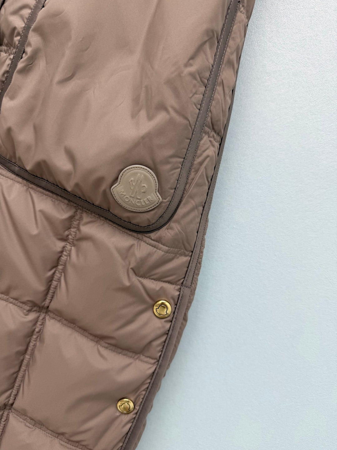 Moncler 2026 Cygnette Square Quilted Long Gilet Brown Down Polyester