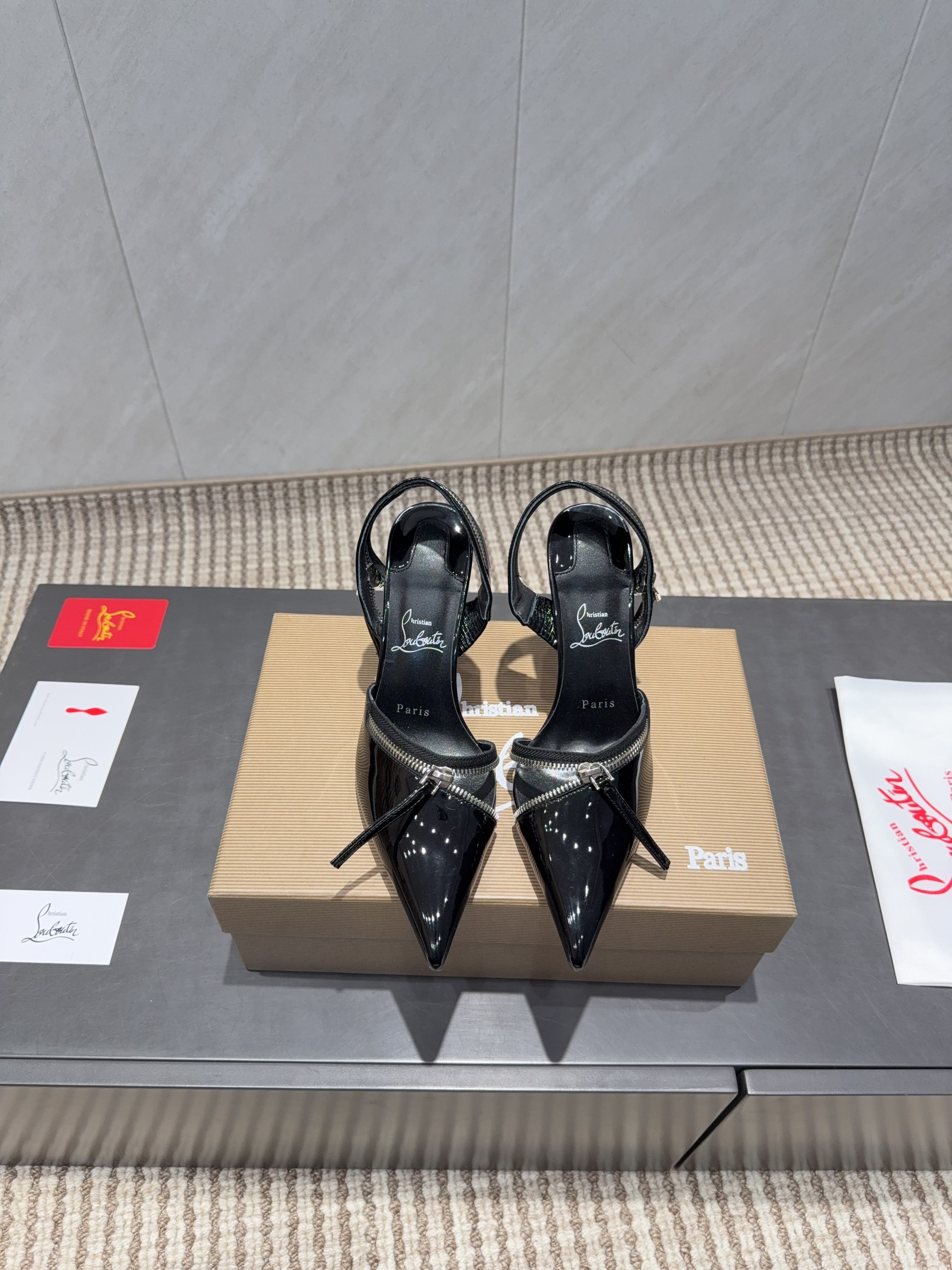 CL 2026 Slingback With Zipper Details 100mm Black Patent Leather 613787