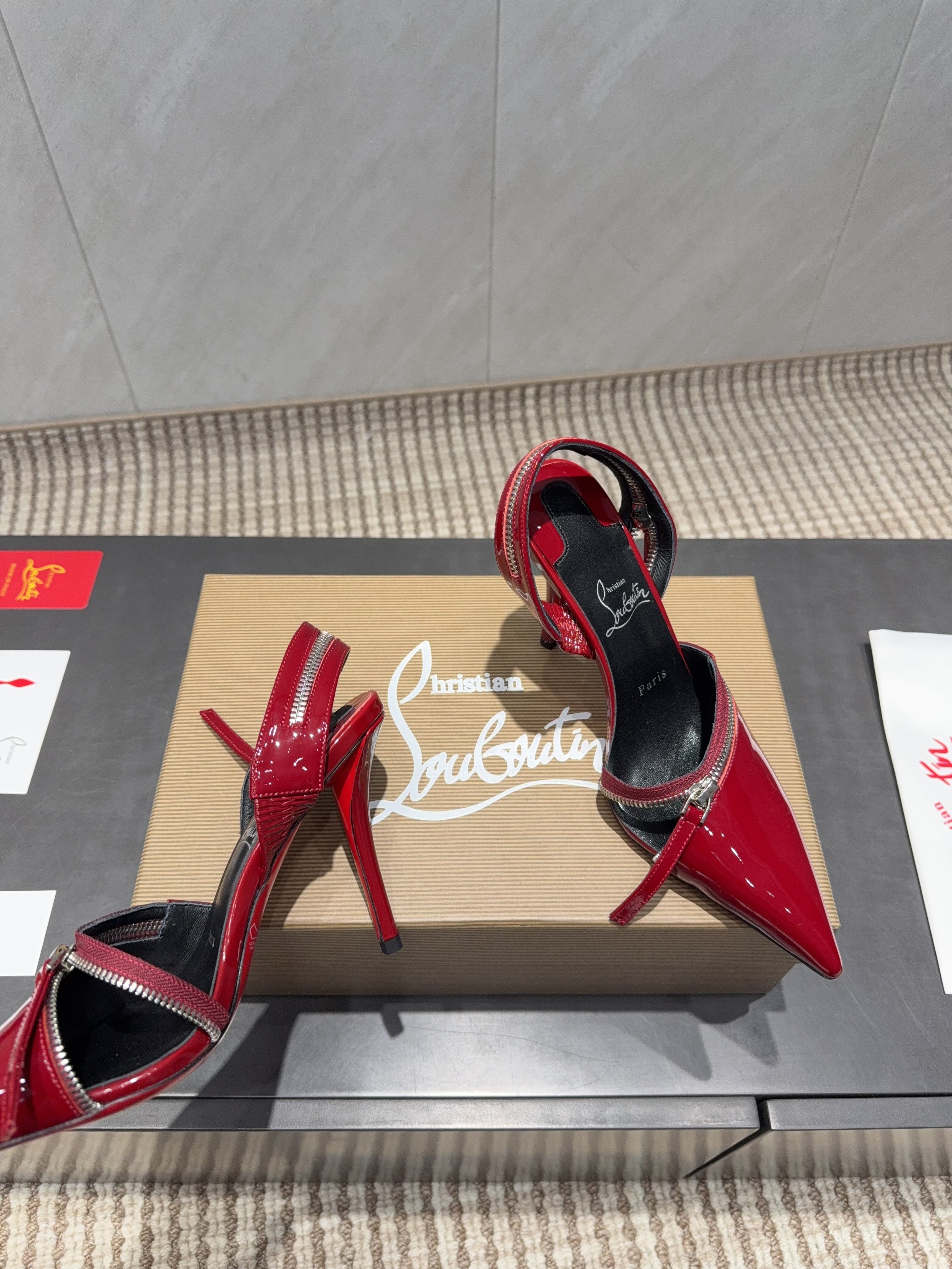 CL 2026 Slingback With Zipper Details 100mm Red Patent Leather 613789
