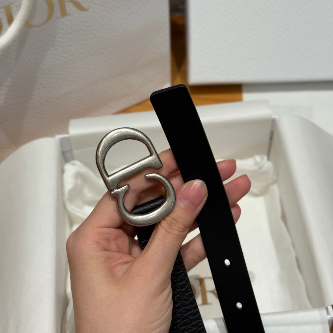 Dior 2026 Saddle Silver Buckle Belt 20mm Cowhide
