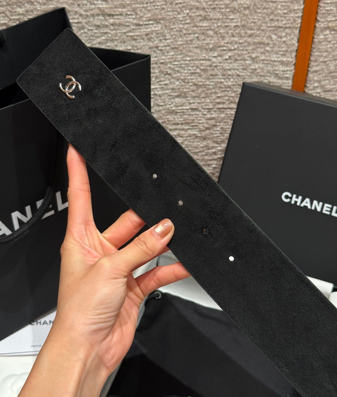 Chanel 2026 Wide Chain Buckle Belt 60mm Suede 207183