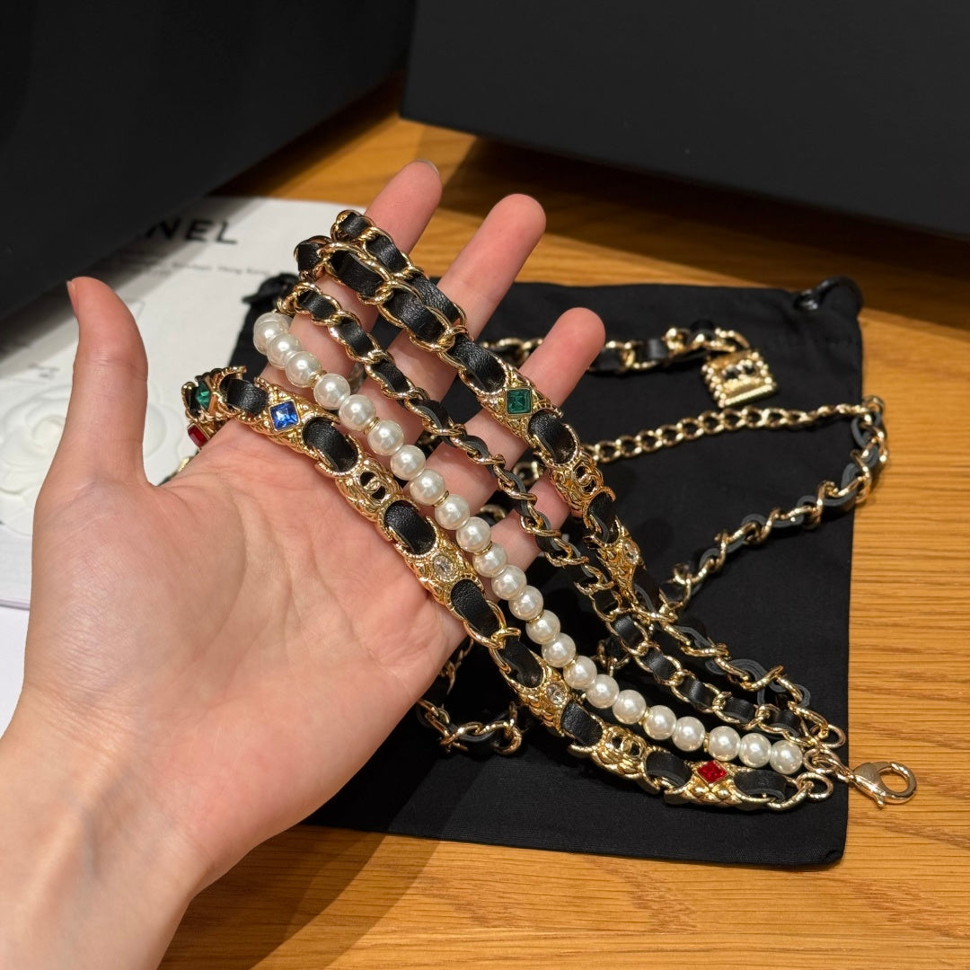 Chanel 2026 Multi-Layer Pearl Chain Charm Necklace Belt