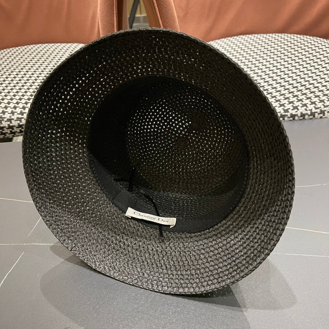 Dior D-Bobby Small Brim Straw Bucket Hat 491805