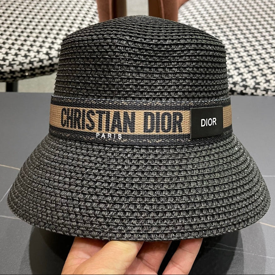 Dior D-Bobby Small Brim Straw Bucket Hat 491805