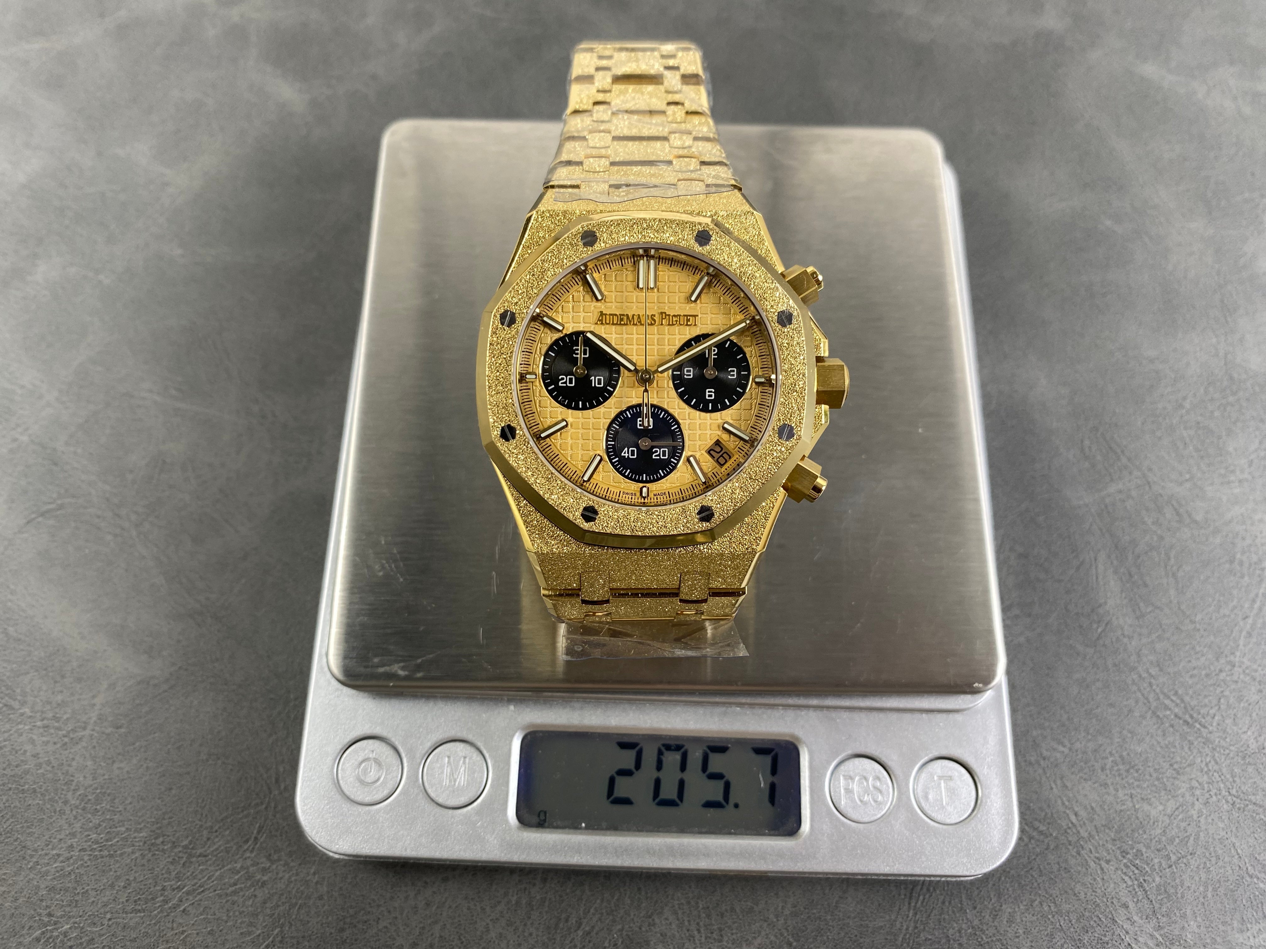 Audemars Piguet Royal Oak Chronograph 41mm Frosted Gold Case Gold Black Dial