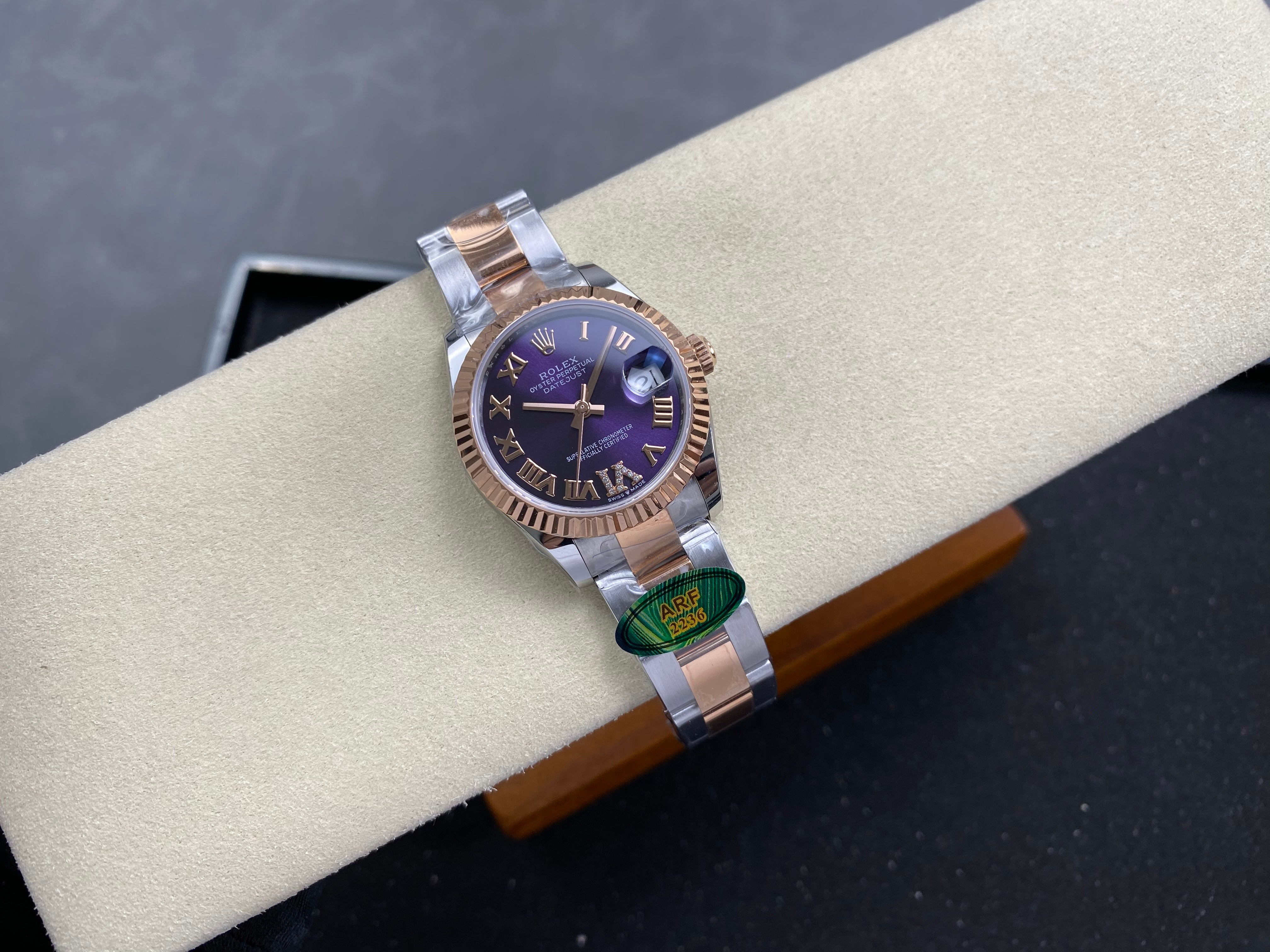 Rolex Datejust 31mm Purple Dial Steel Pink Gold Diamond
