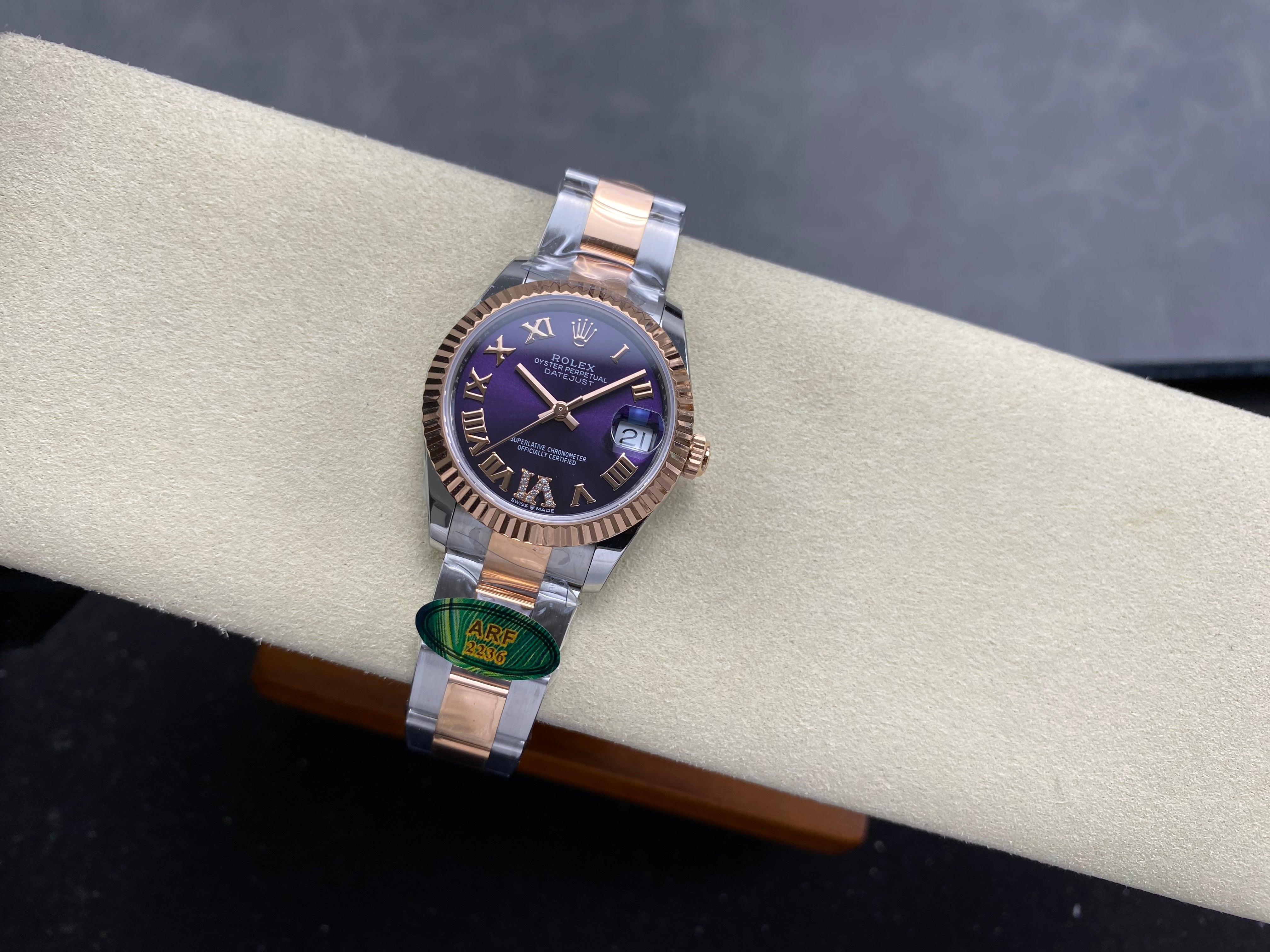 Rolex Datejust 31mm Purple Dial Steel Pink Gold Diamond