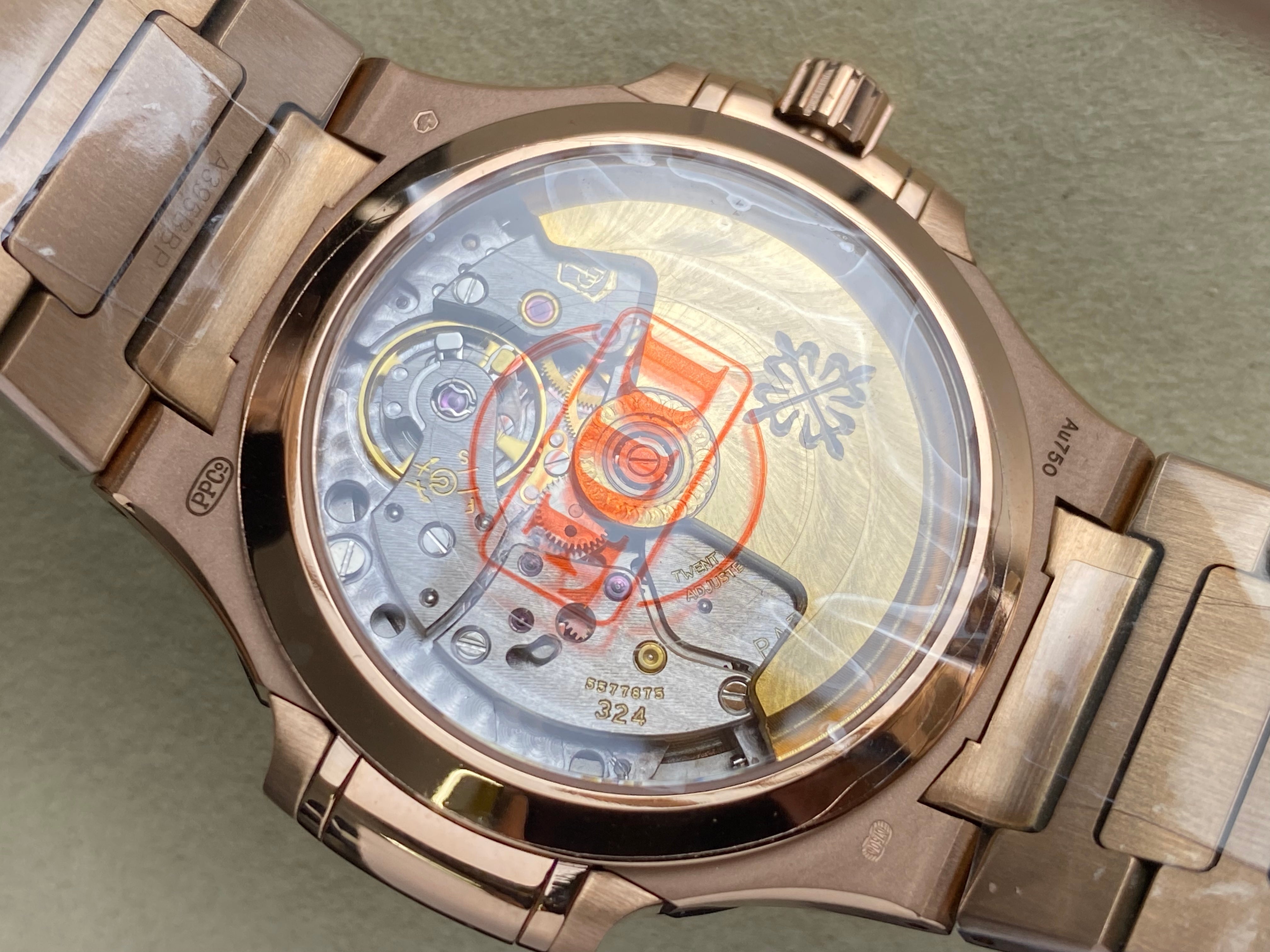 Patek Philippe Nautilus 35.2mm Rose Gold Case White Dial
