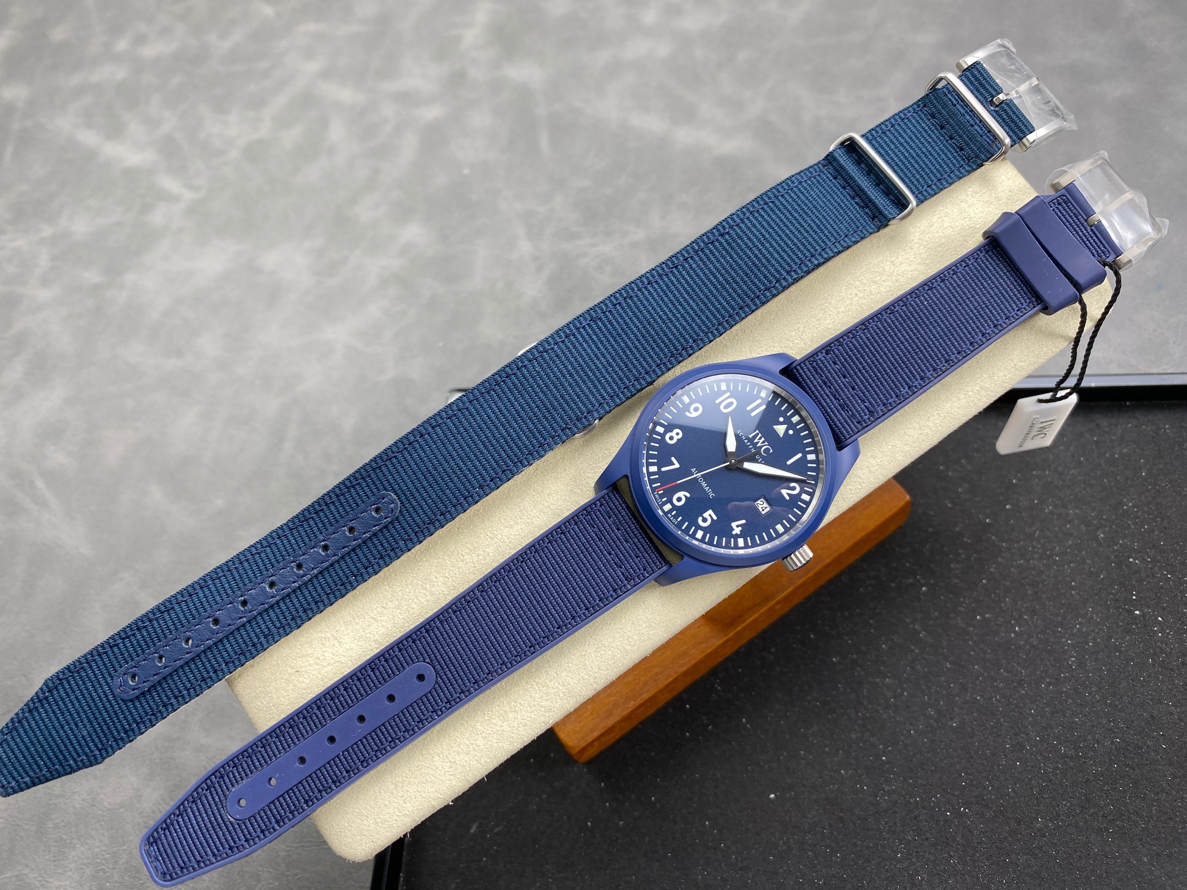 IWC Pilot's Mark XVIII 41mm Dark Blue Dial Rubber  Strap