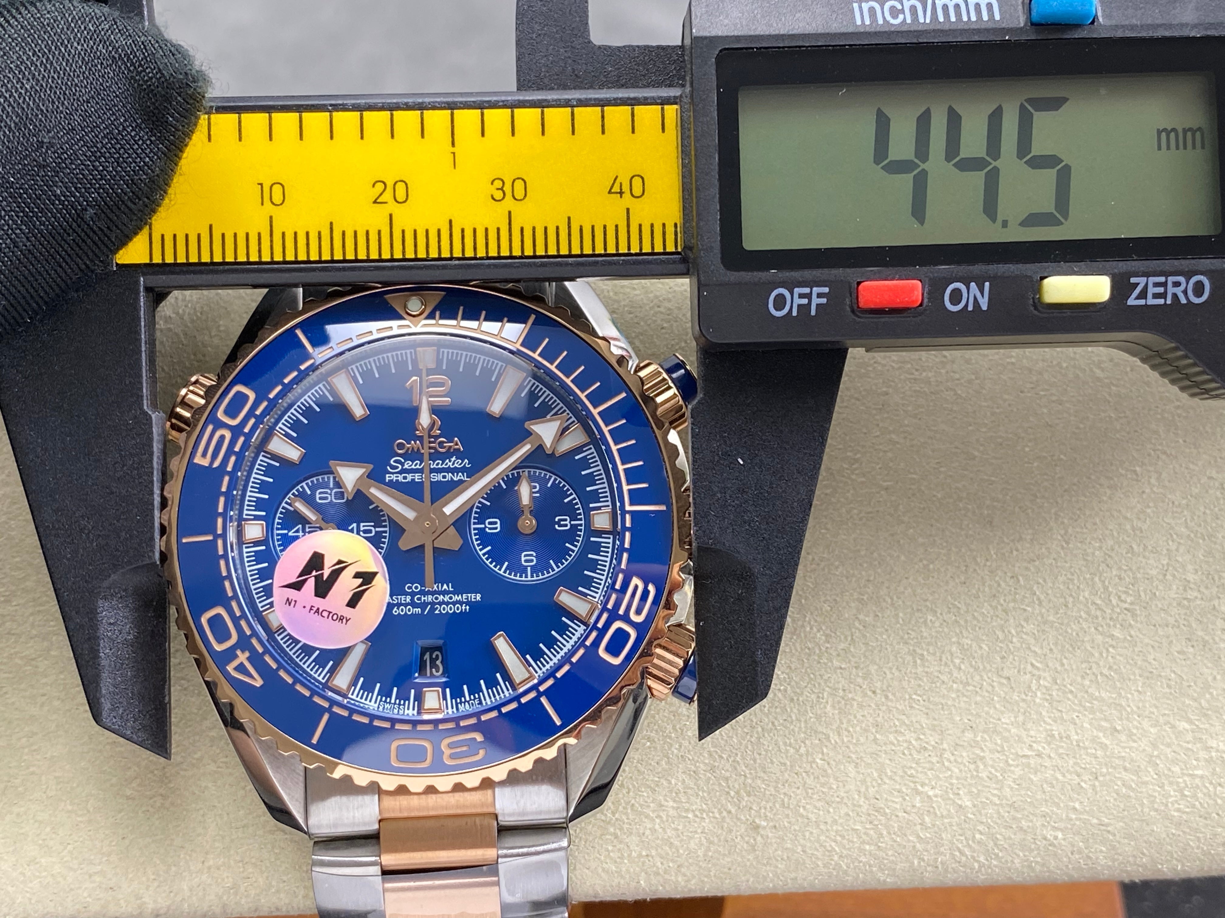 Omega Seamaster 46mm Blue Dial Pink Gold Steel