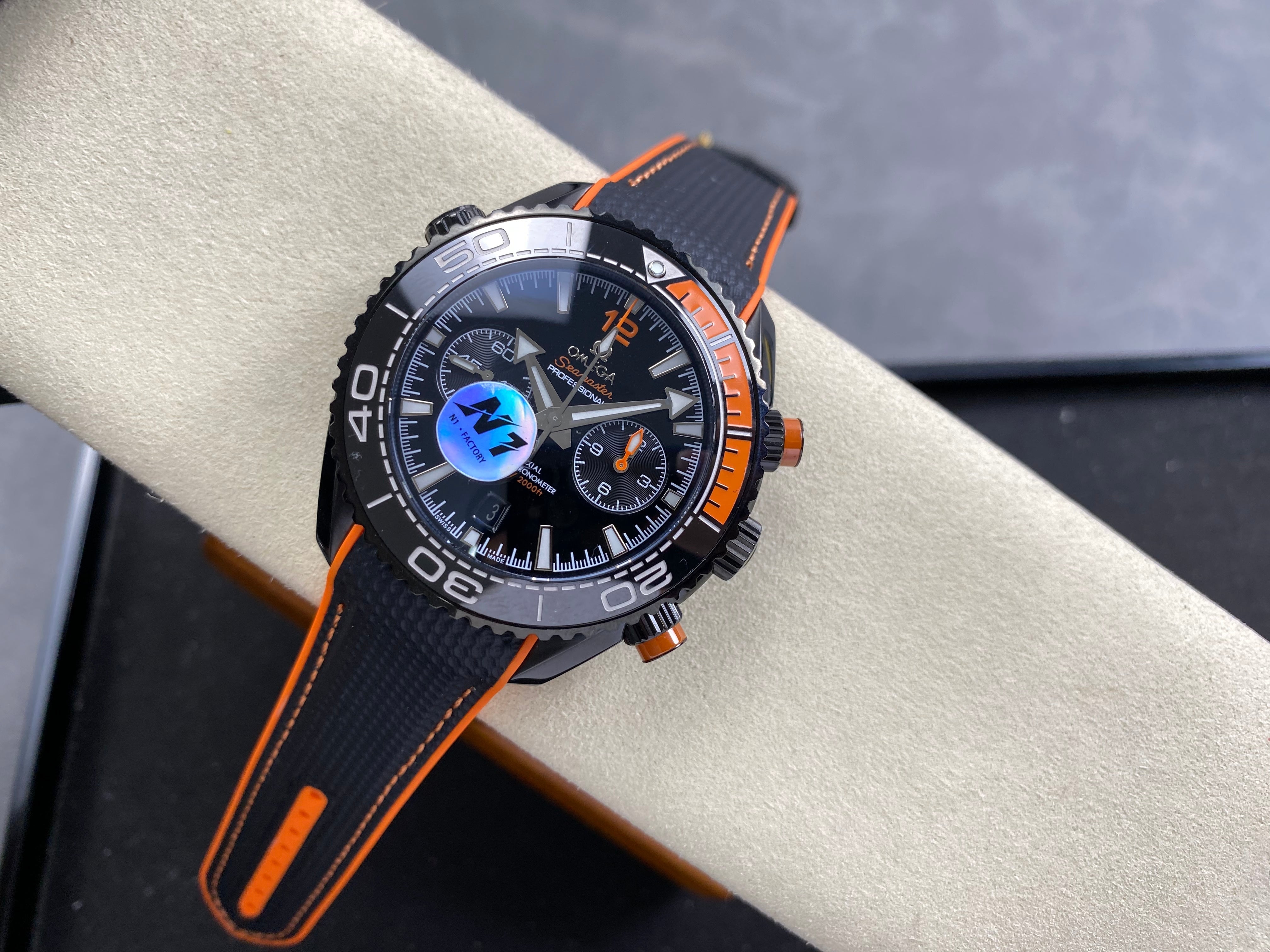 Omega Seamaster 46mm Black Dial Black Orange Rubber Strap