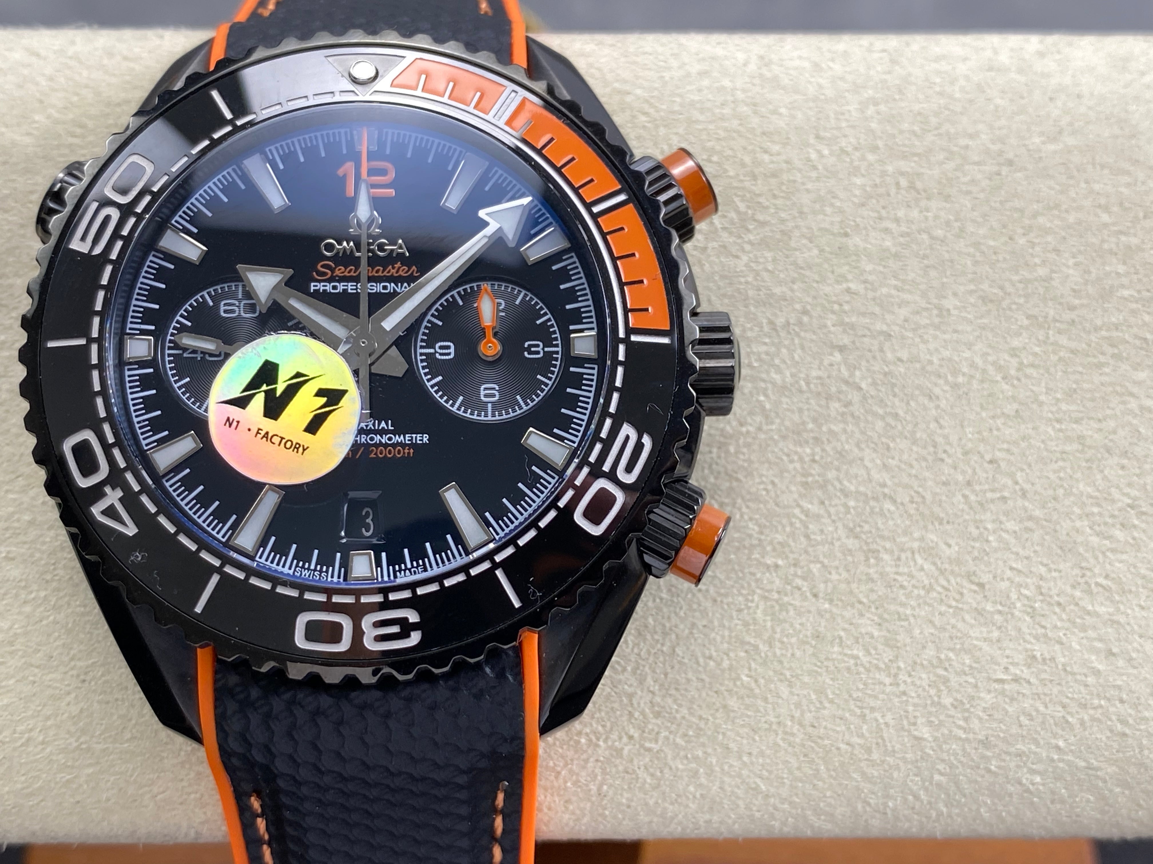 Omega Seamaster 46mm Black Dial Black Orange Rubber Strap