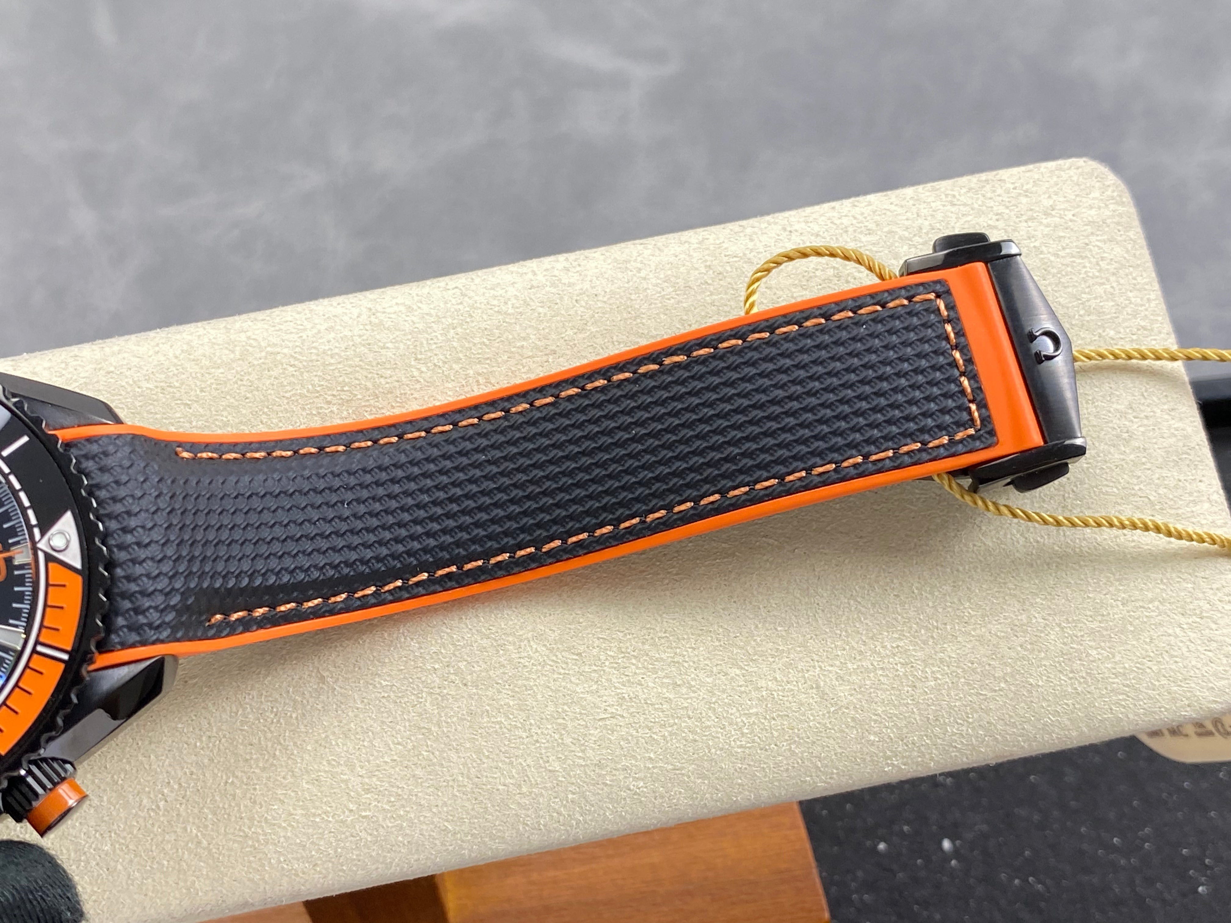 Omega Seamaster 46mm Black Dial Black Orange Rubber Strap