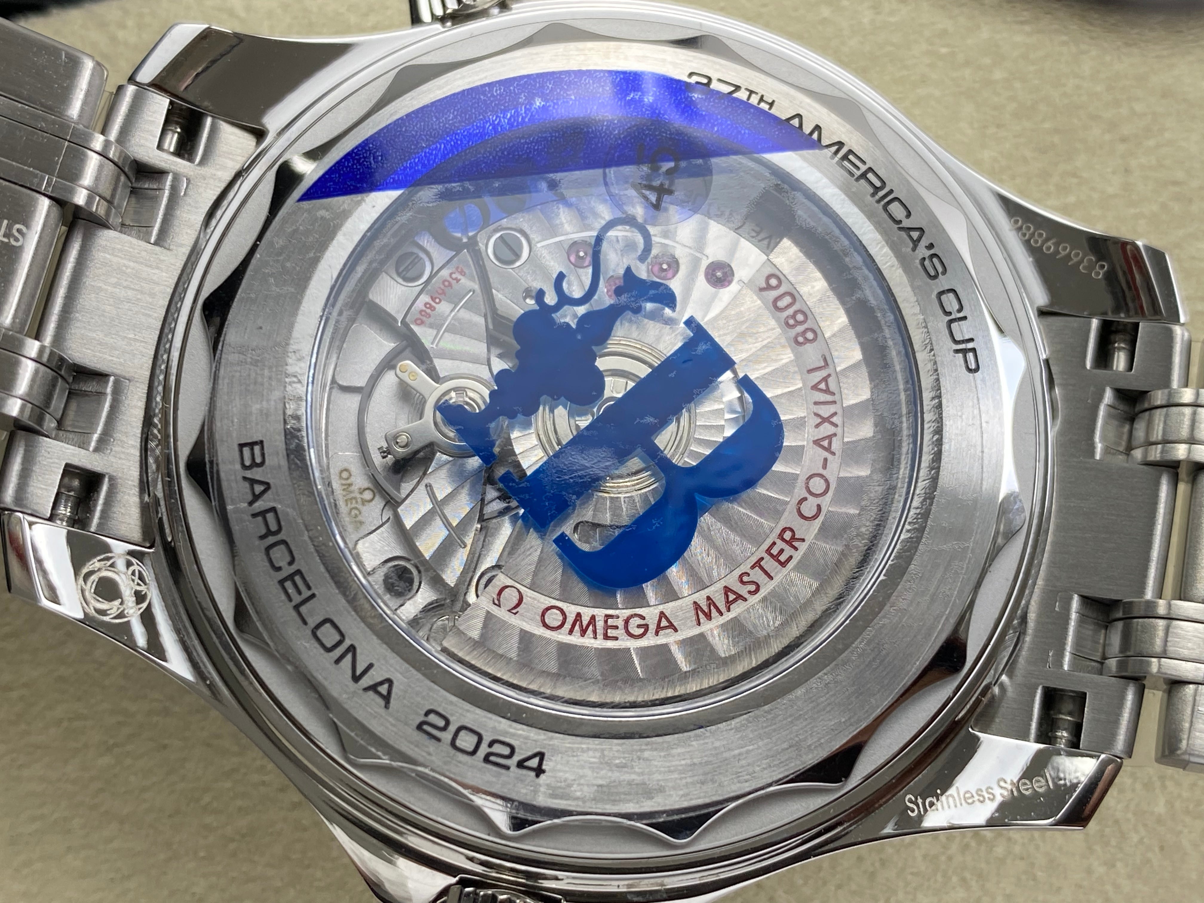 Omega Seamaster 42mm White Dial Blue Bezel Steel