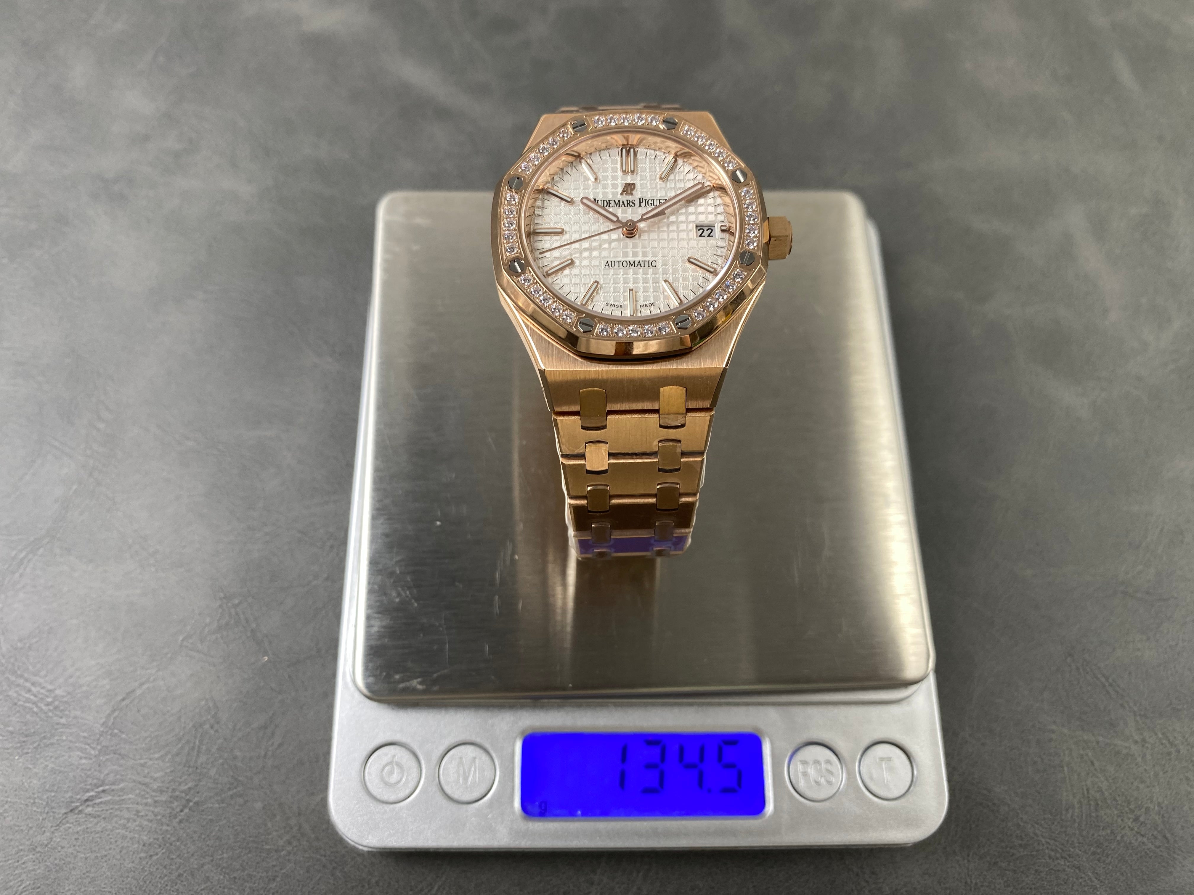 Audemars Piguet Royal Oak 37mm Rose Gold White Dial Diamond Bezel