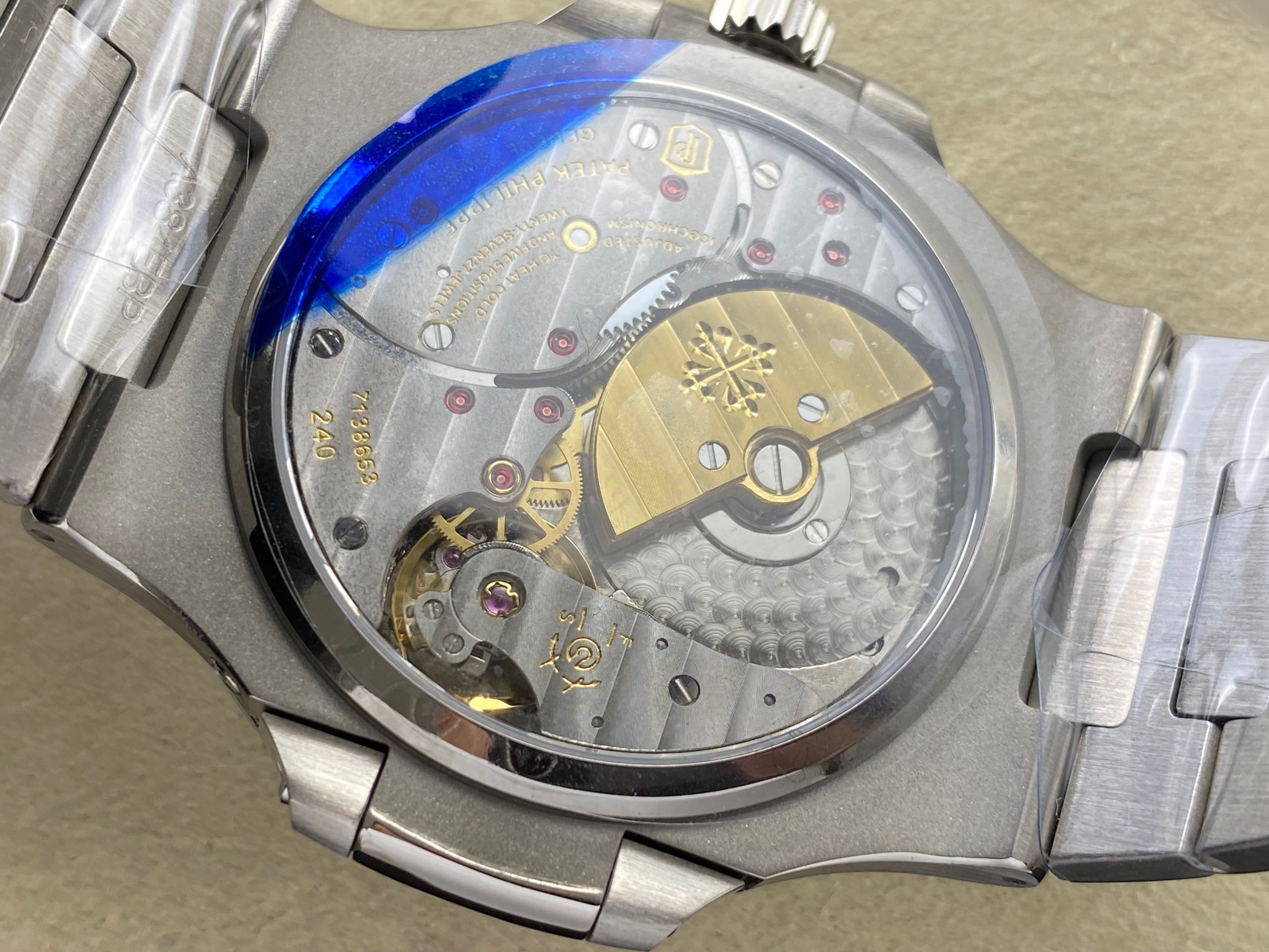 Patek Philippe Nautilus Set Moon Phase Stainless Steel 40mm Blue Dial Watch