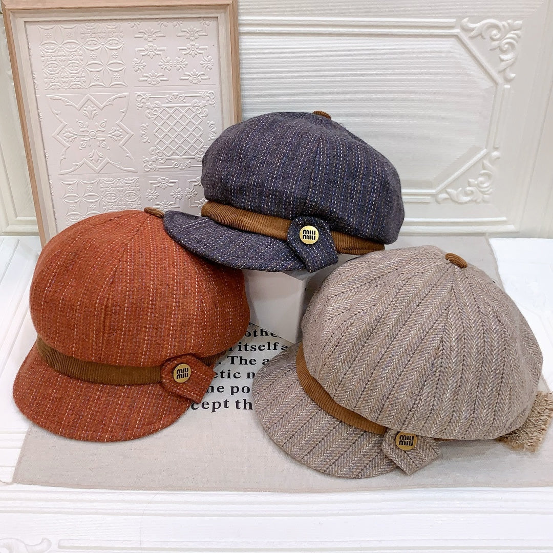 Miu Miu Retro Plaid Newsboy Cap 215958