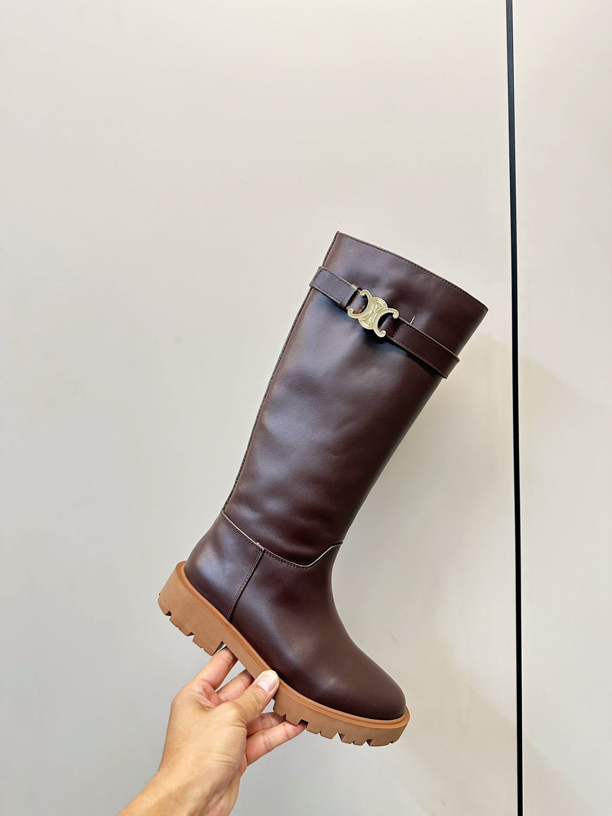 Celine 2026 Buckle Platform Boots Calfskin 986387