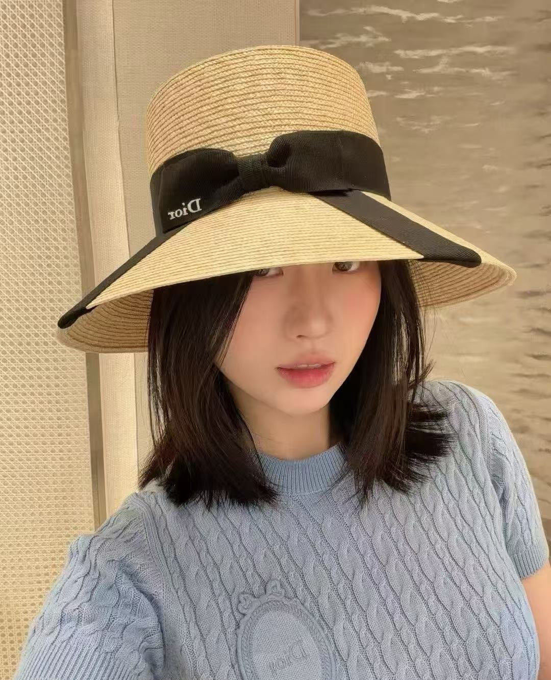 Dior Bow Straw Hat 400886