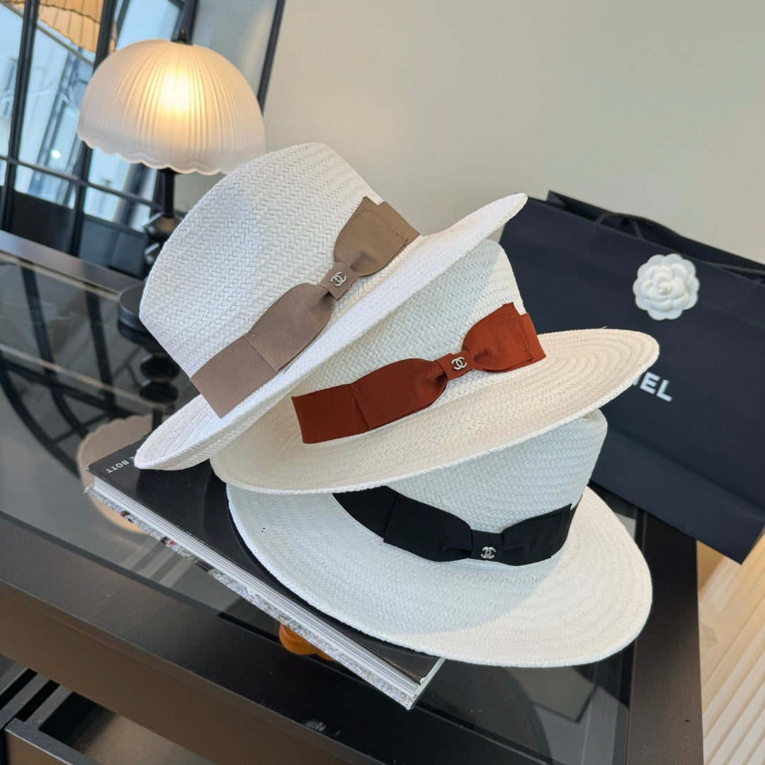 Chanel Straw Hat With Ribbon 360781