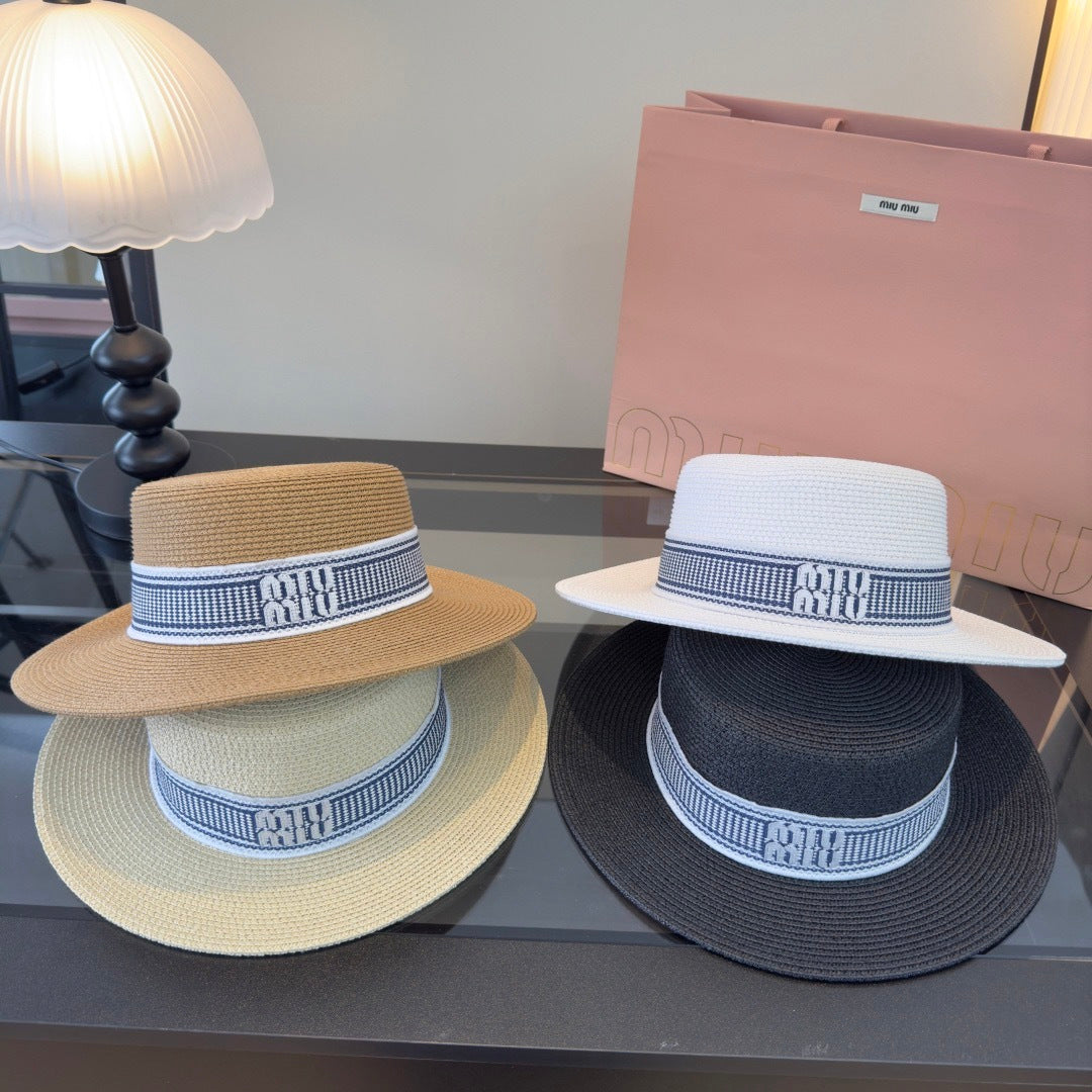 Miumiu Flat-top Straw Hat 379483