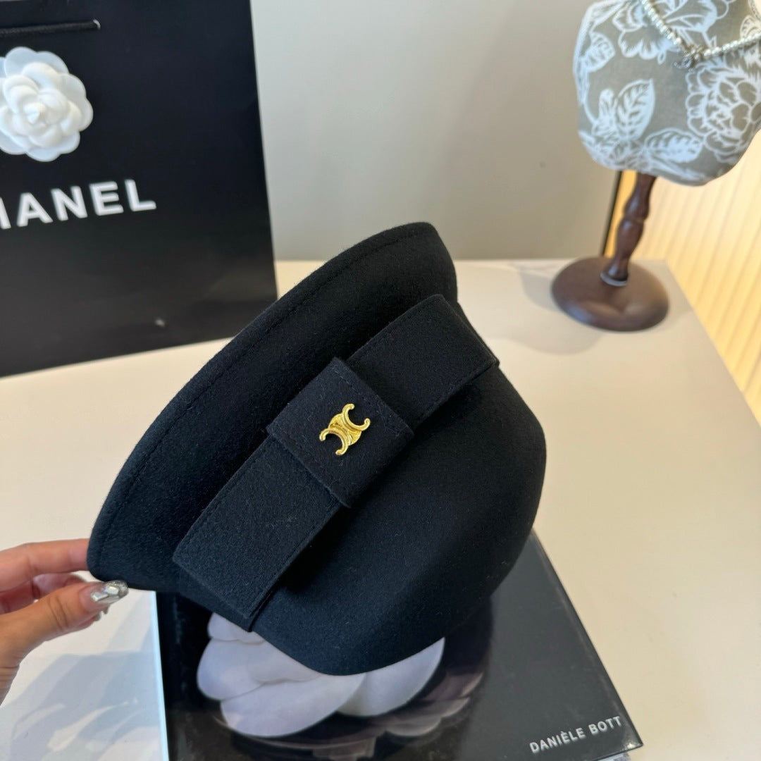 Chanel Bow Cashmere Bucket Hat 425553