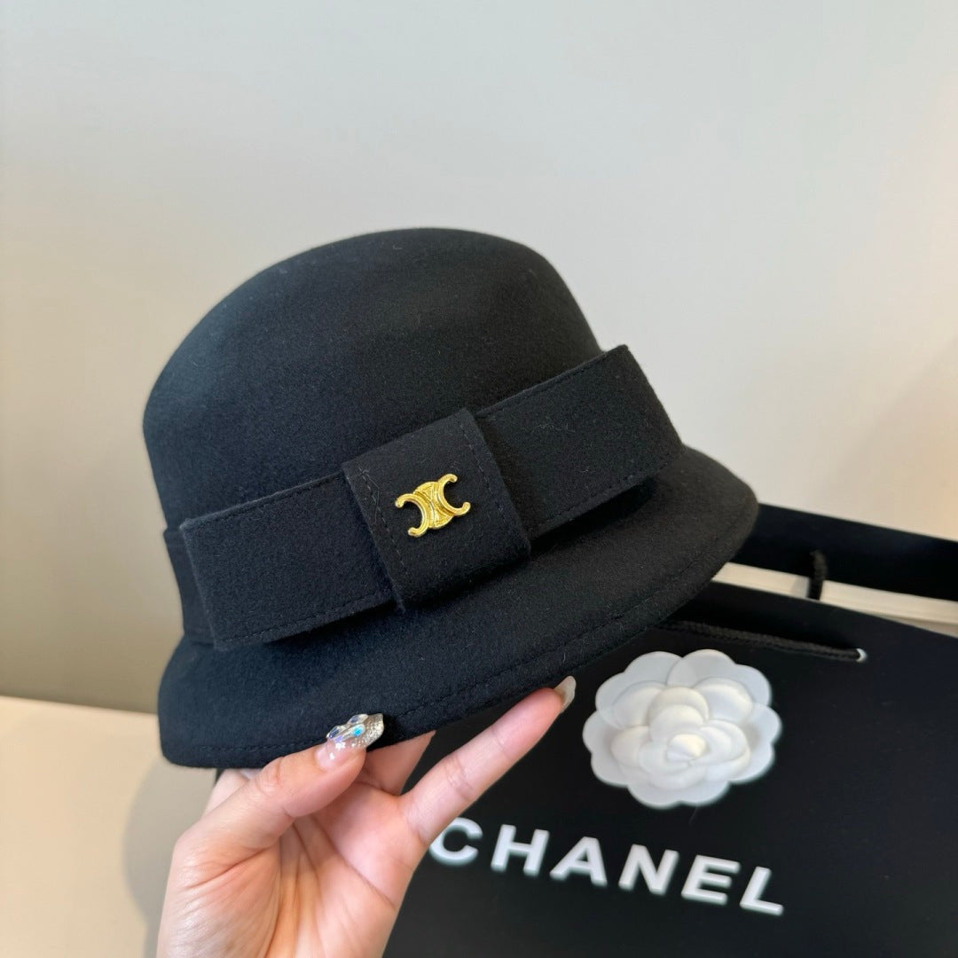 Chanel Bow Cashmere Bucket Hat 425553