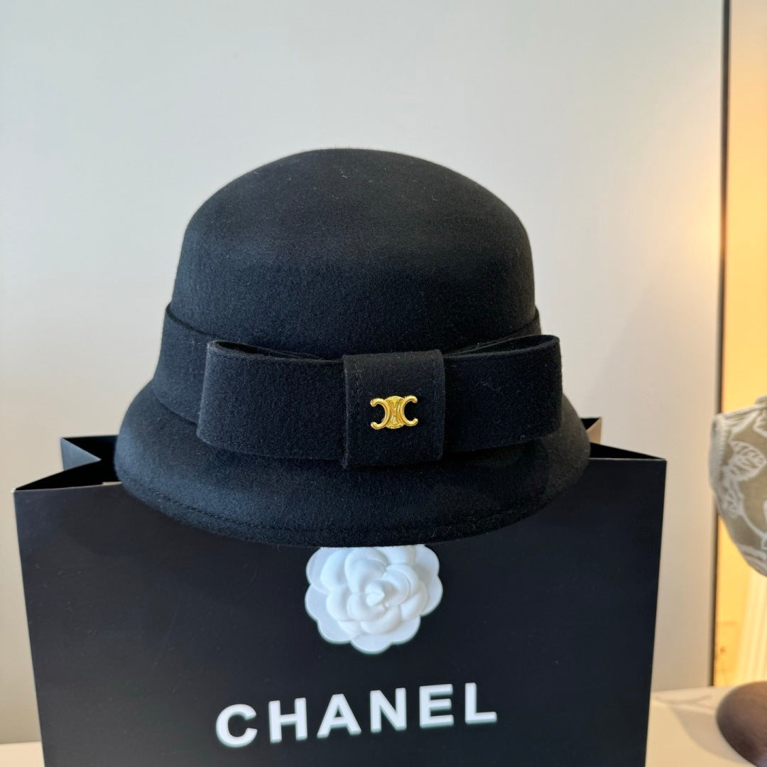 Chanel Bow Cashmere Bucket Hat 425553