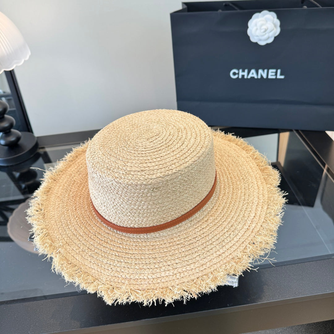 YSL Flat-top Straw Hat 412983