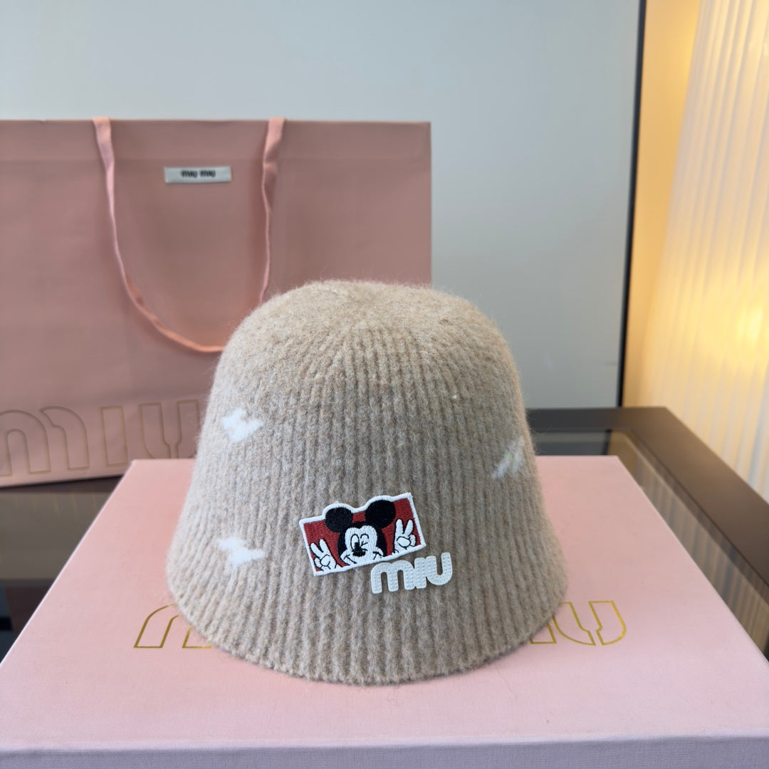 Miu Miu Wool Bucket Hat With Cartoon Character 477554