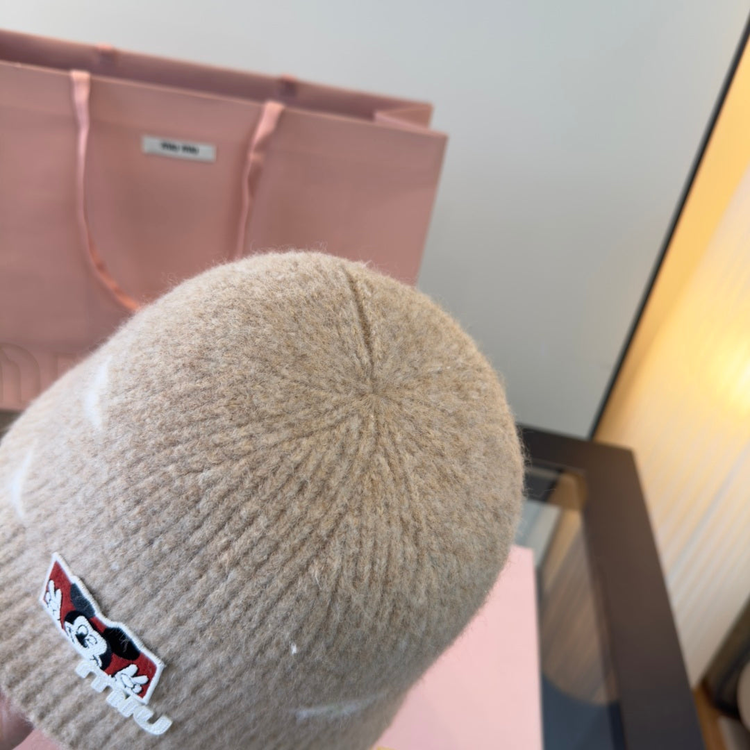 Miu Miu Wool Bucket Hat With Cartoon Character 477554